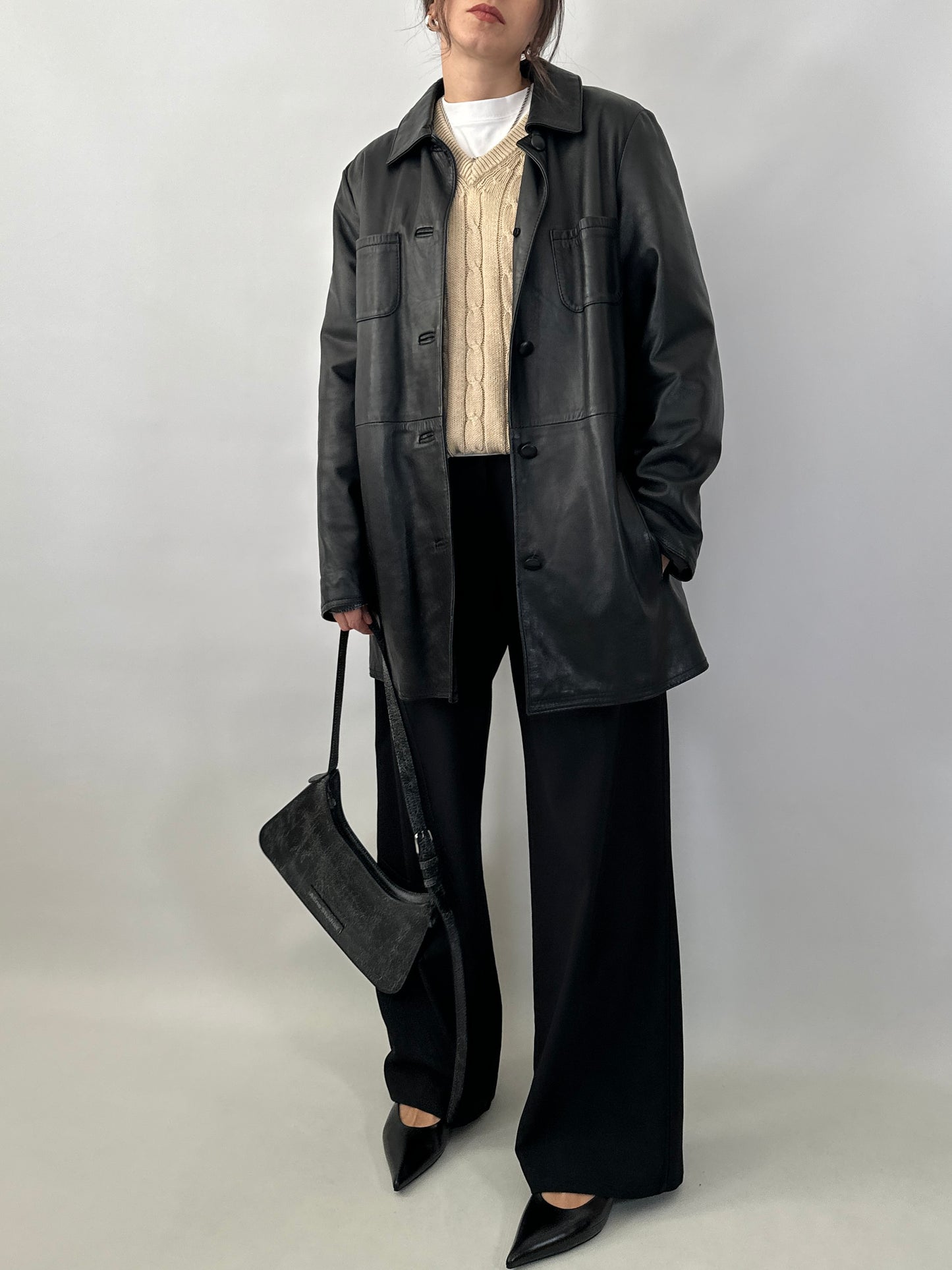 Black genuine leather jacket