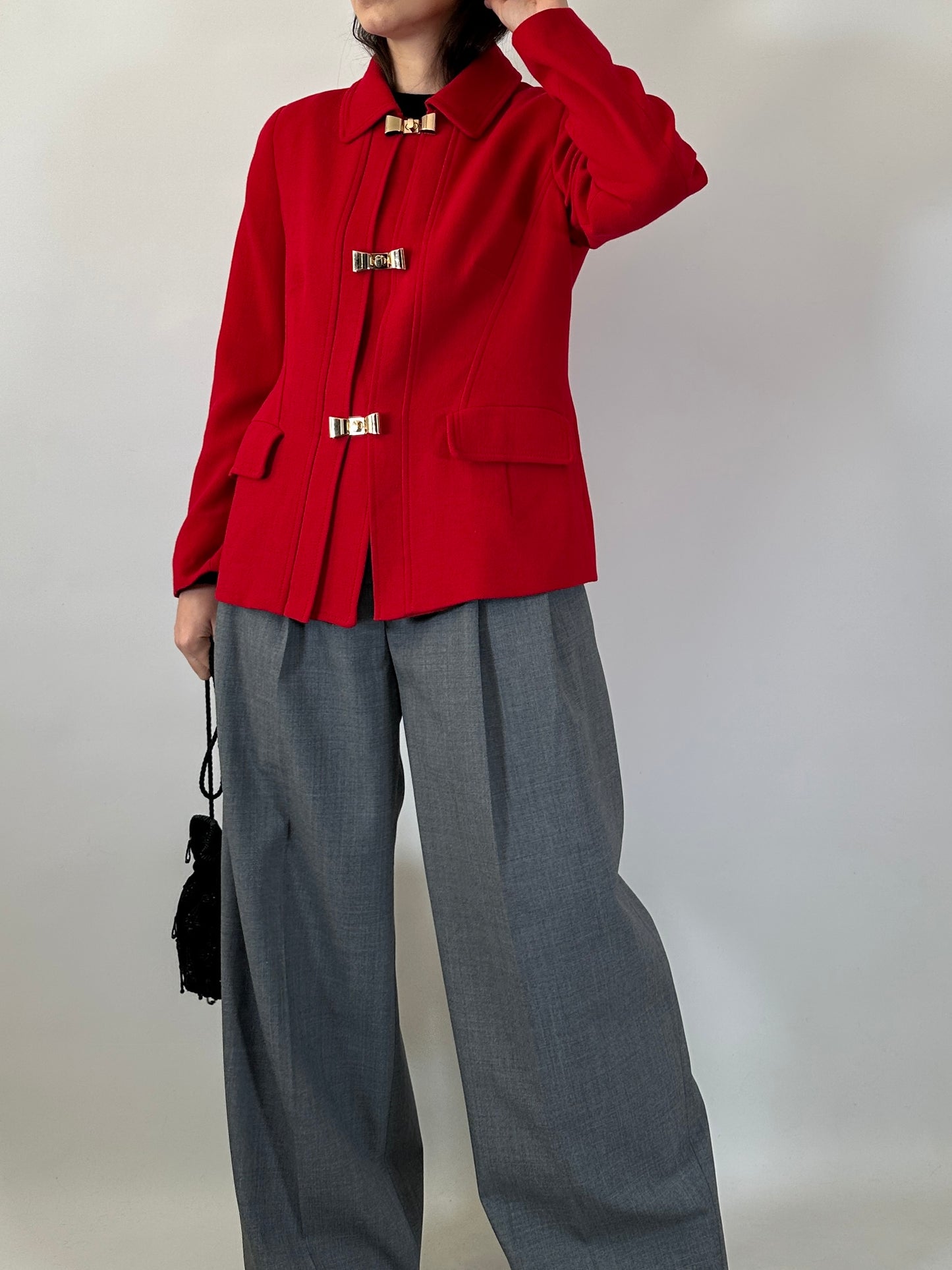 Vintage Luisa Spagnoli Red Jacket with Bow Buttons