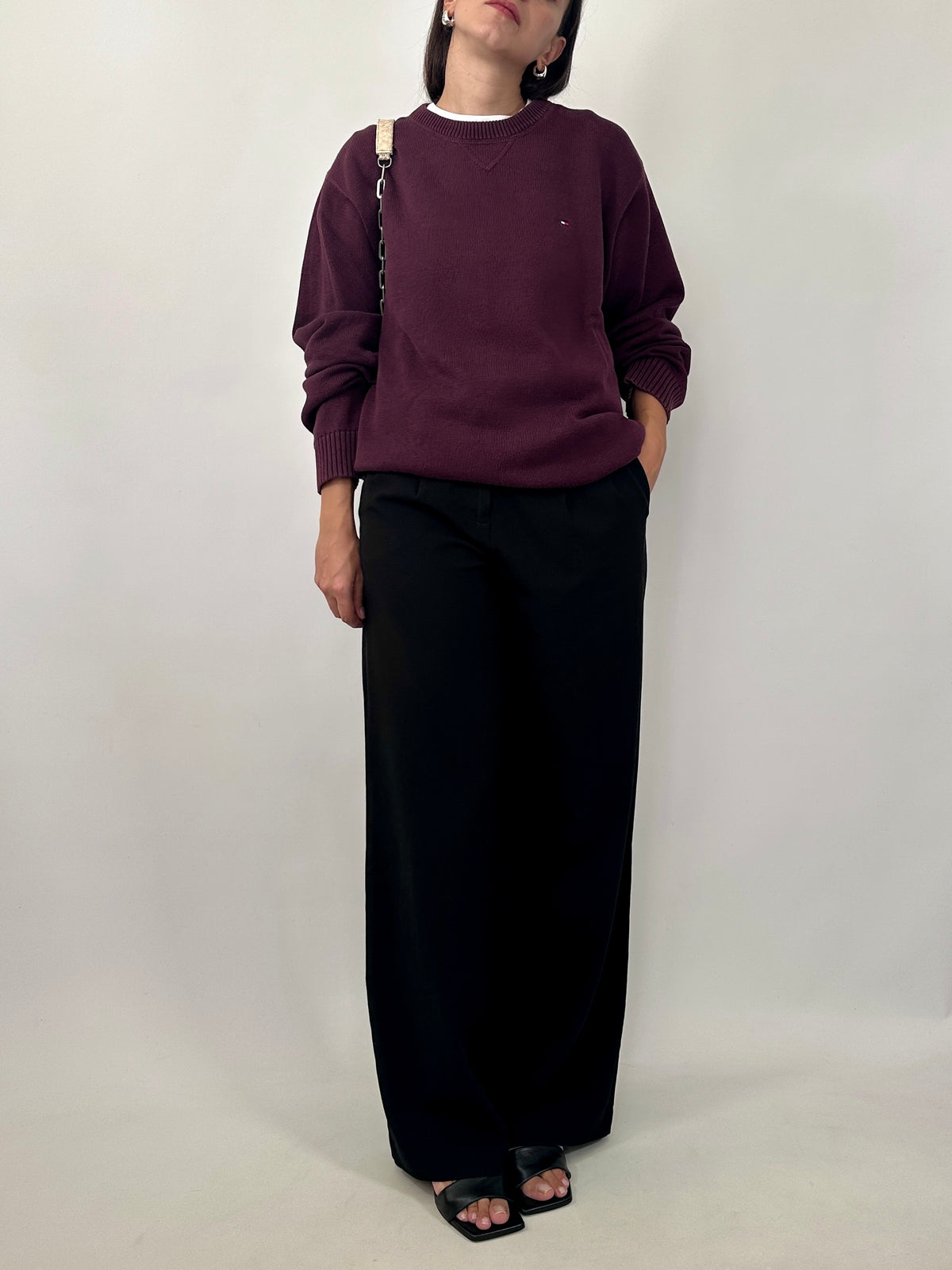 Tommy Hilfiger Burgundy Cotton Sweater