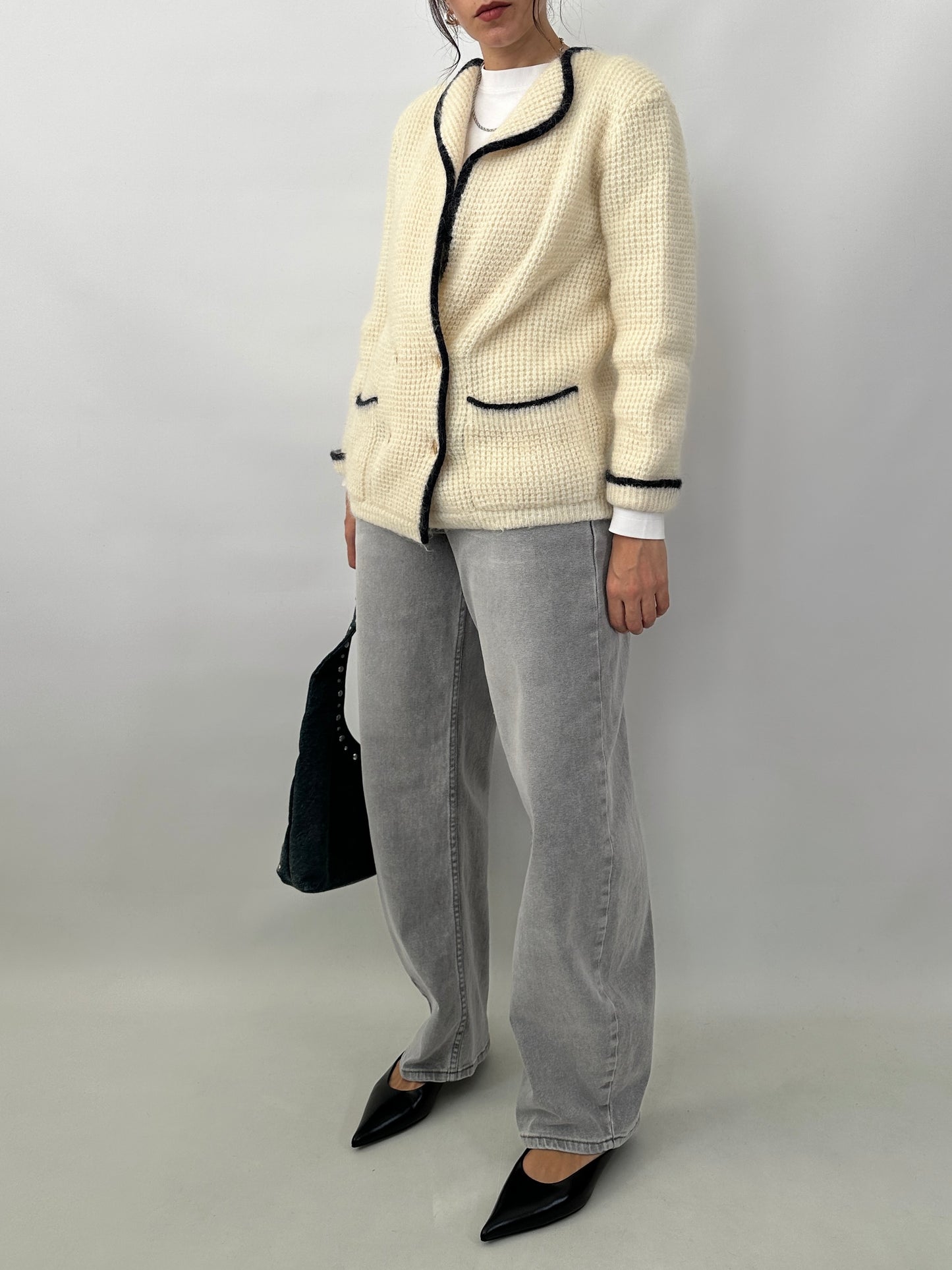 Double-breasted knitted jacket