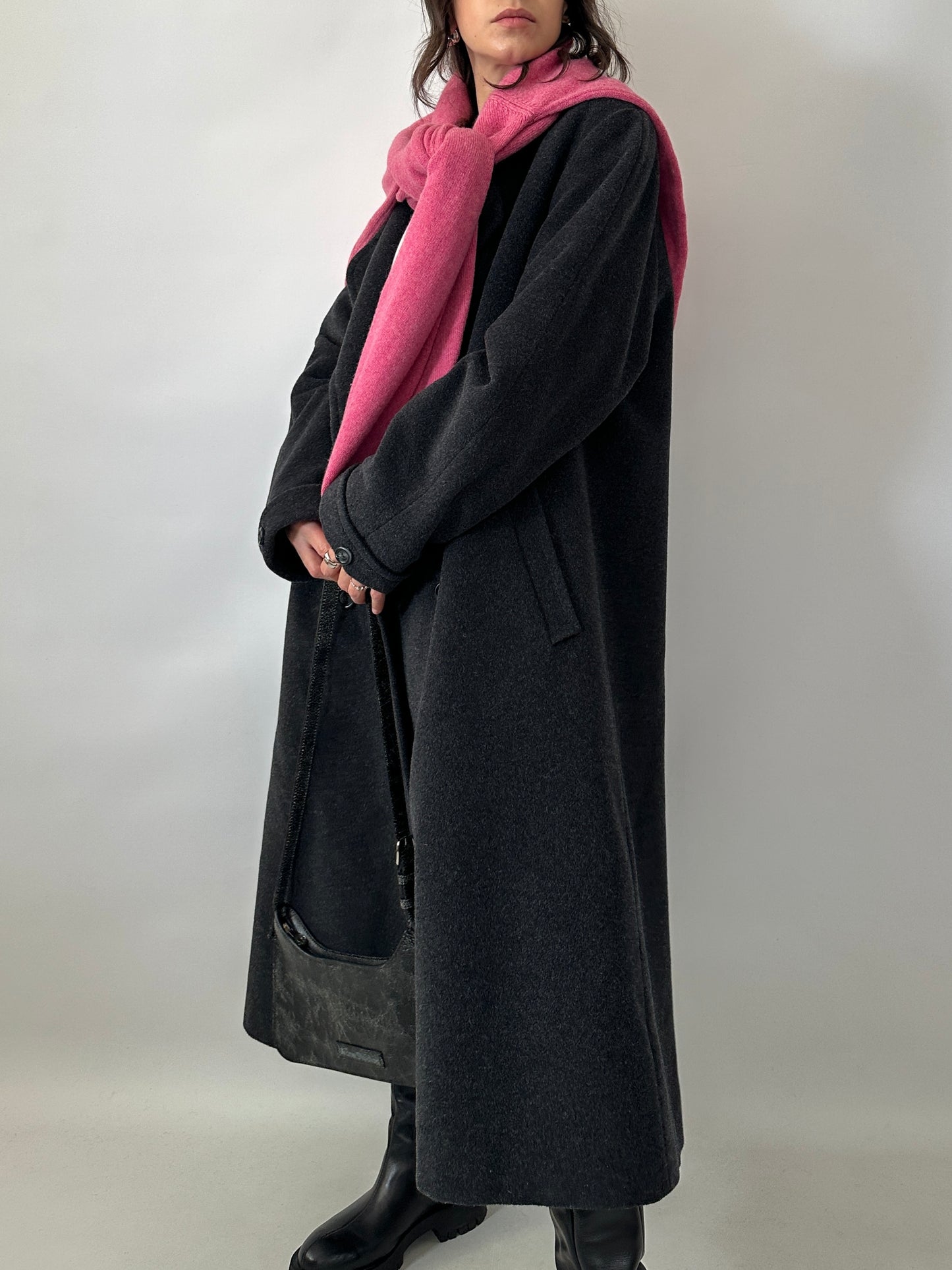 Vintage wool and kid mohair long coat - oversized fit