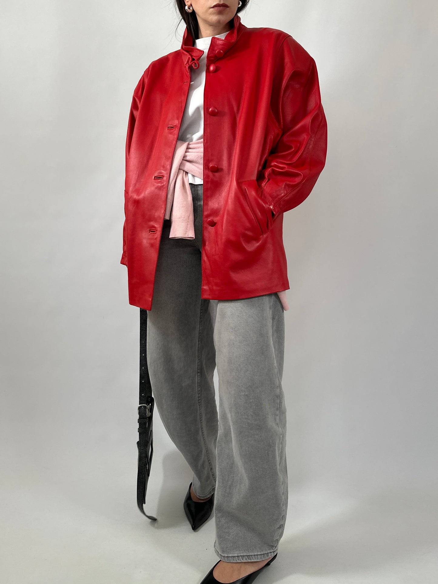 Vintage Red Leather Statement Jacket