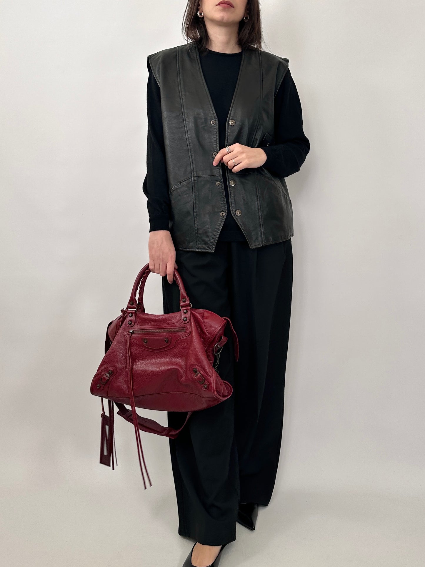Vintage Leather Button-Up Vest