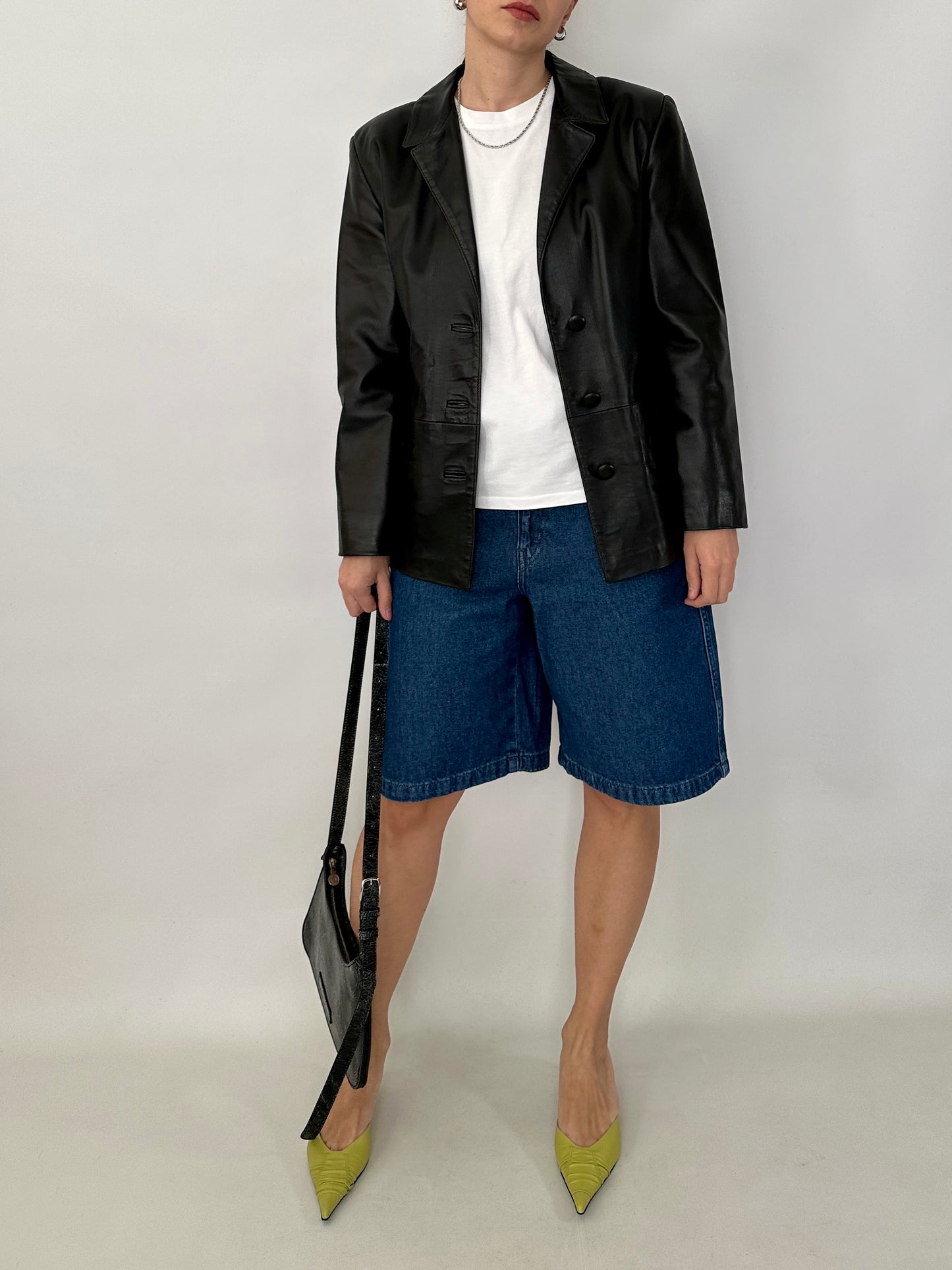 Slim fit vintage leather blazer