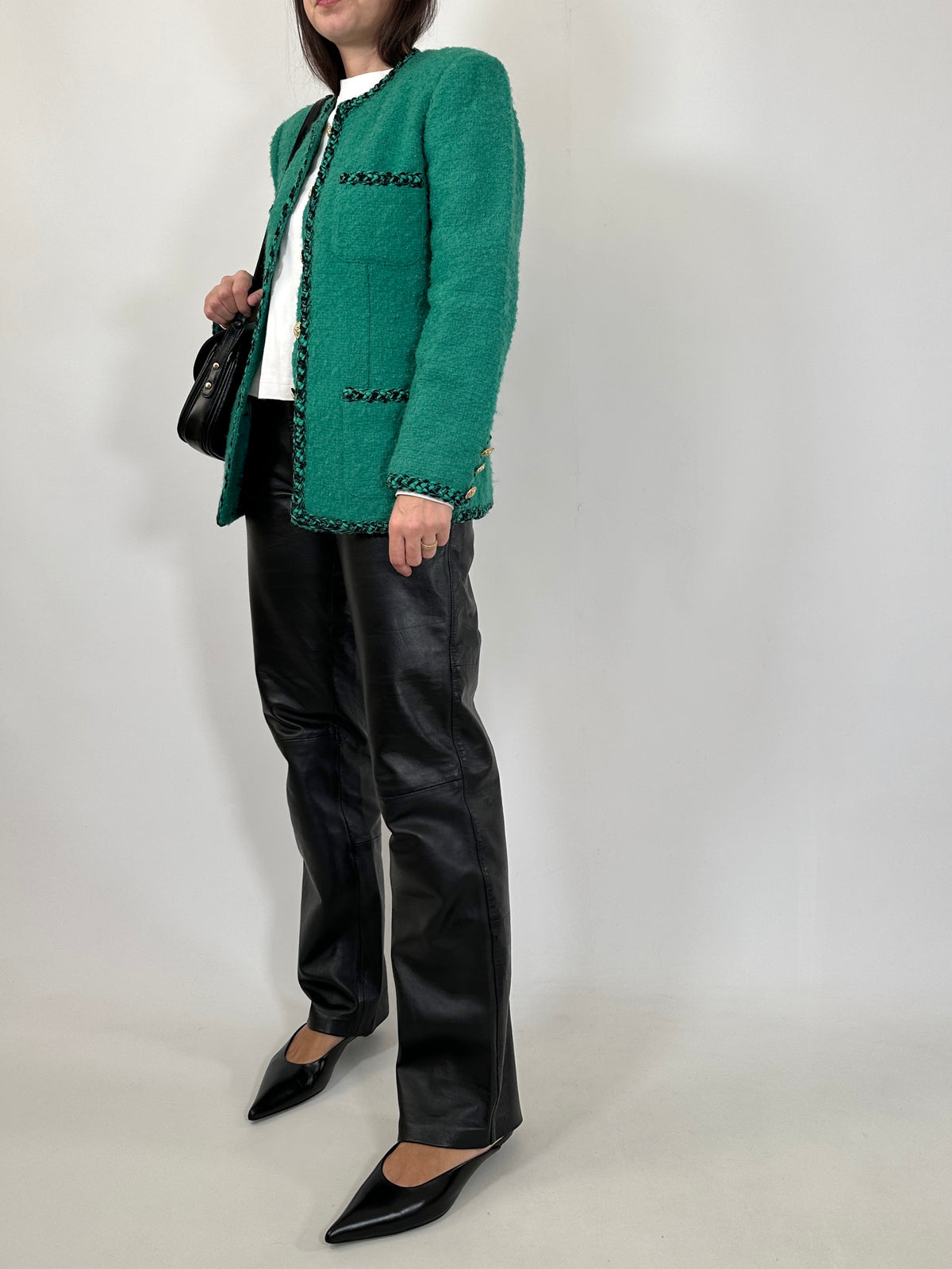 Vintage Green Bouclé Wool Jacket