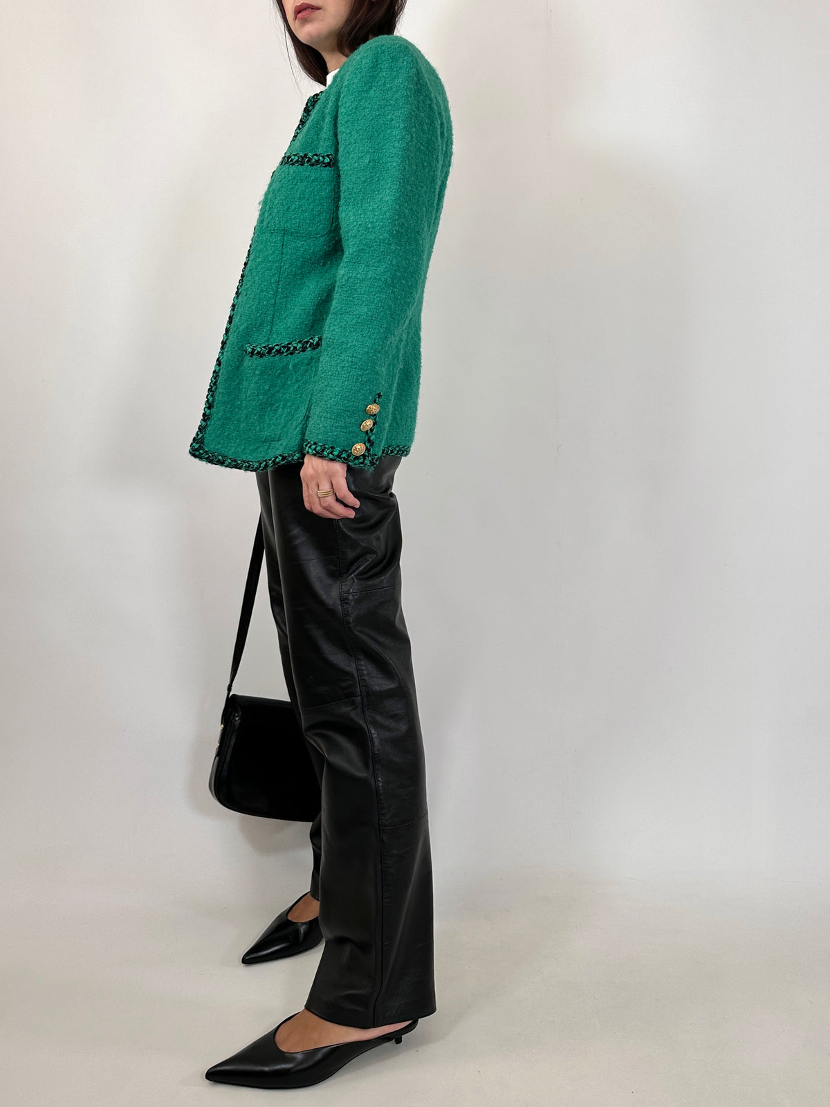 Vintage Green Bouclé Wool Jacket