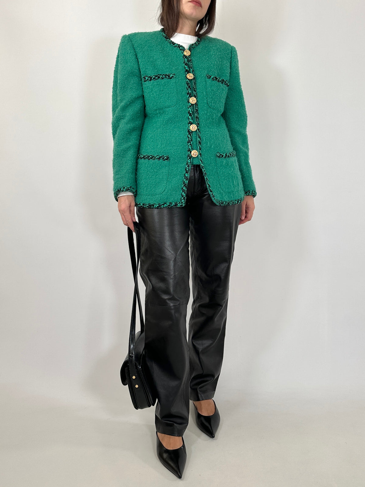 Vintage Green Bouclé Wool Jacket