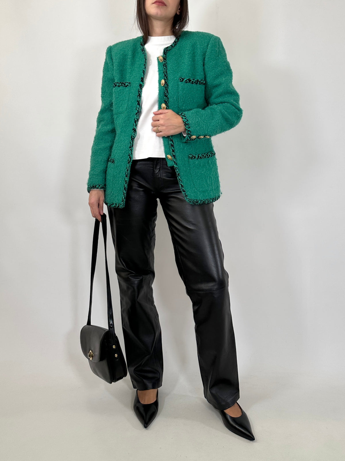 Vintage Green Bouclé Wool Jacket