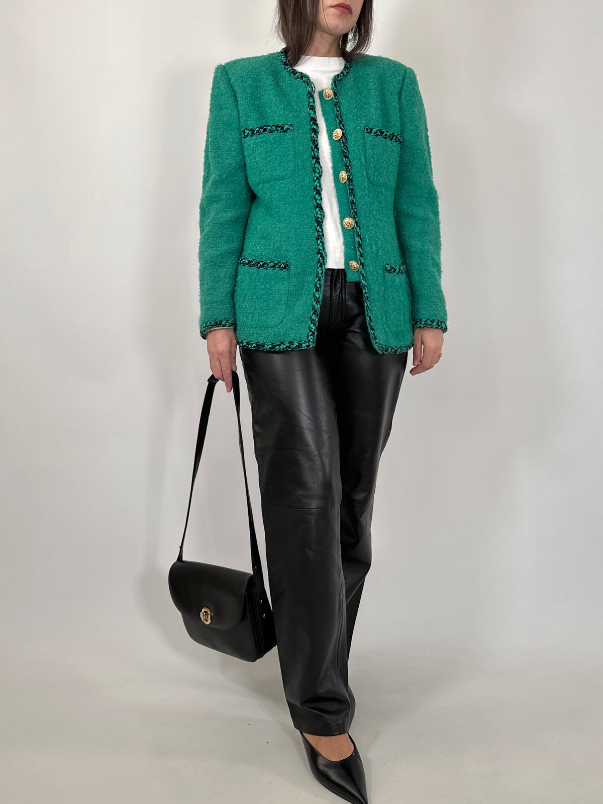 Vintage Green Bouclé Wool Jacket