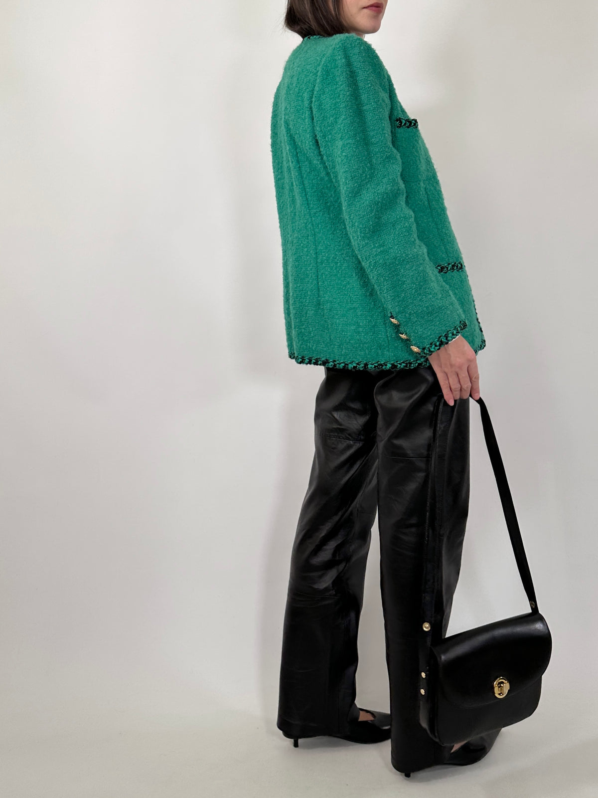 Vintage Green Bouclé Wool Jacket