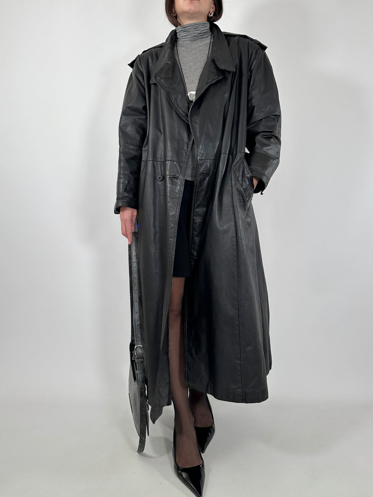 Vintage Leather Trench Coat