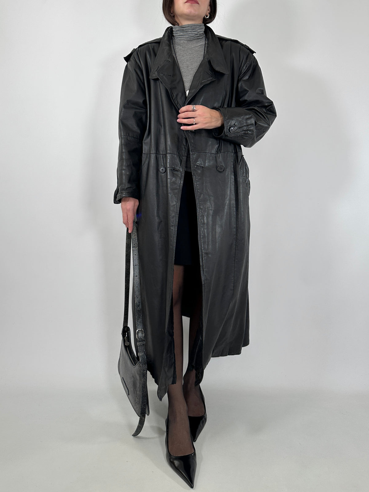Vintage Leather Trench Coat