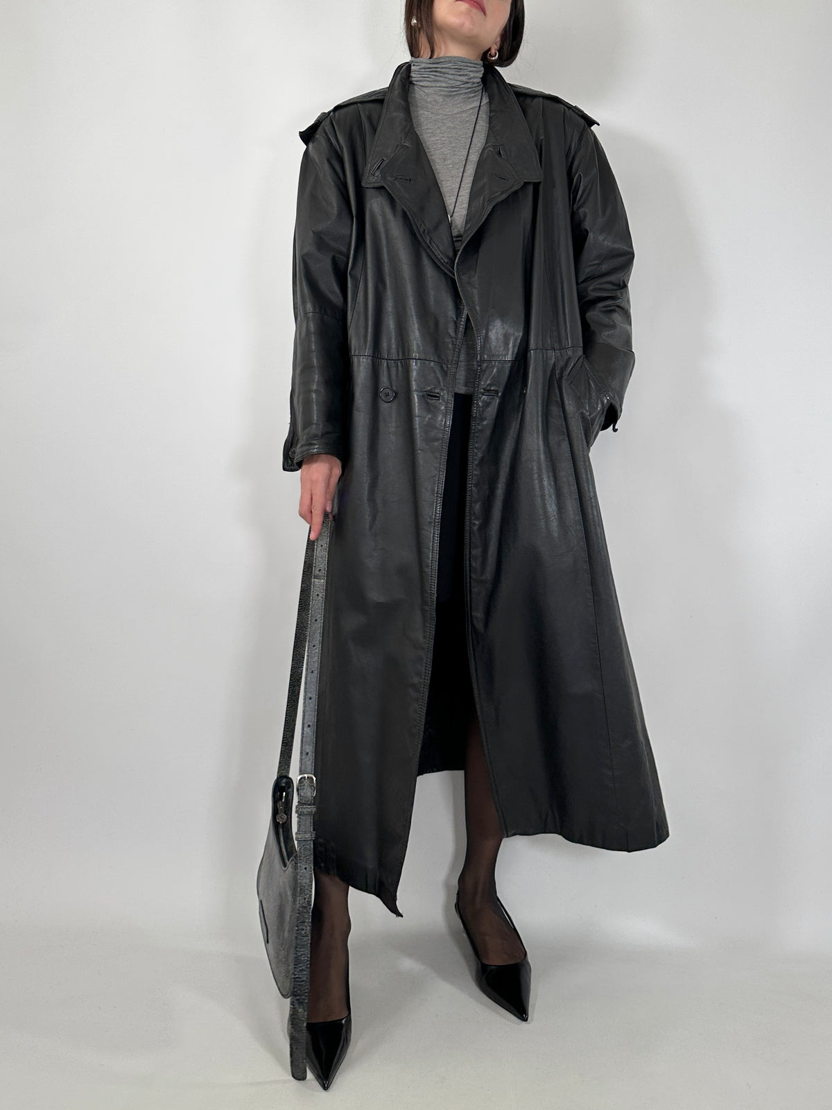 Vintage Leather Trench Coat