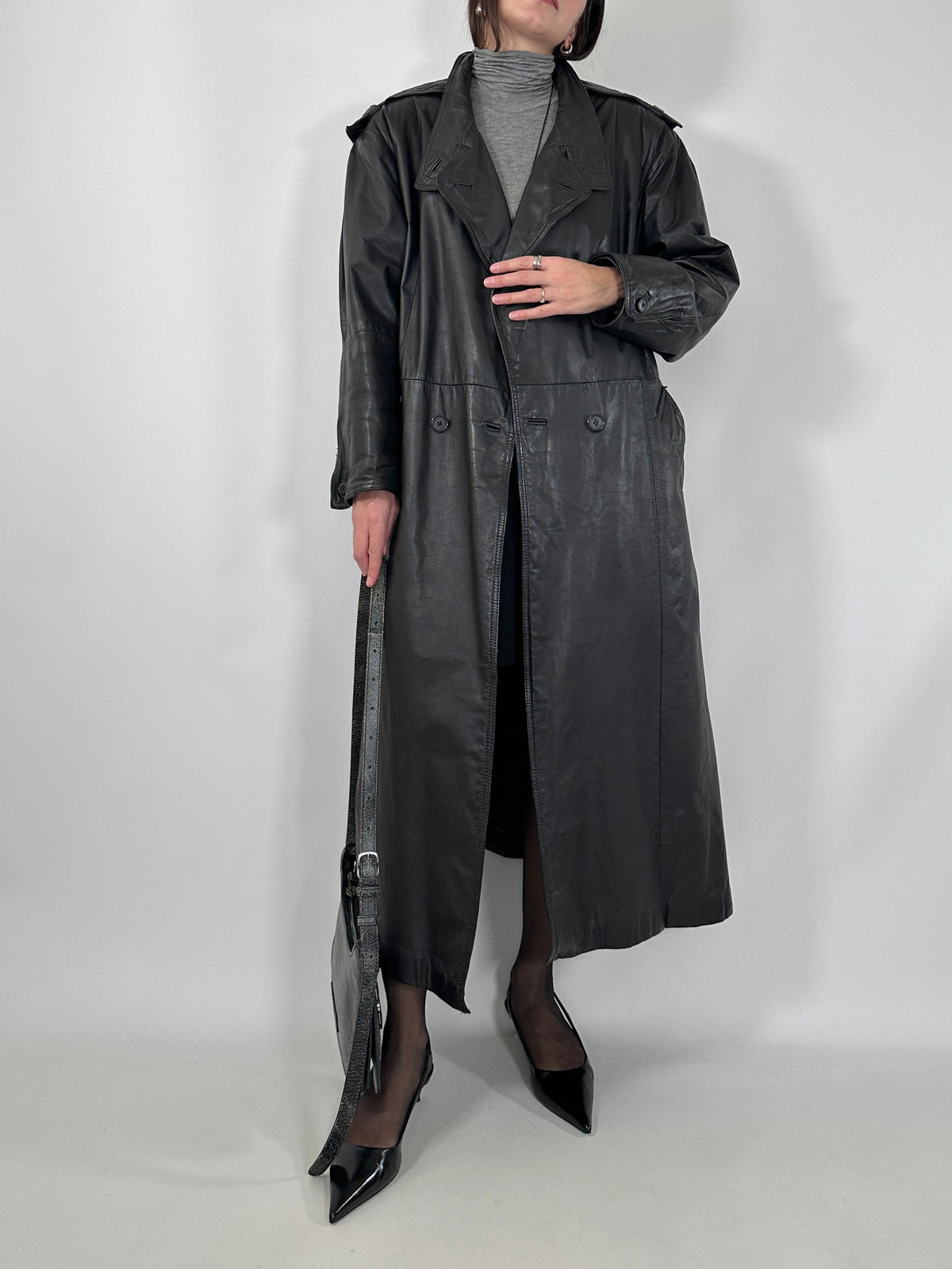 Vintage Leather Trench Coat
