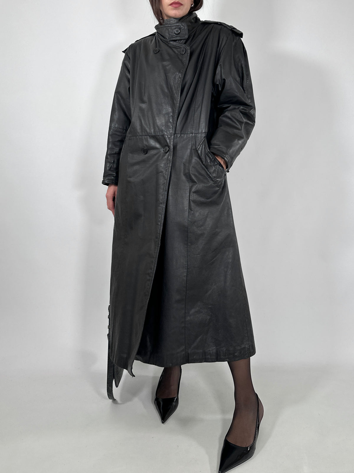 Vintage Leather Trench Coat