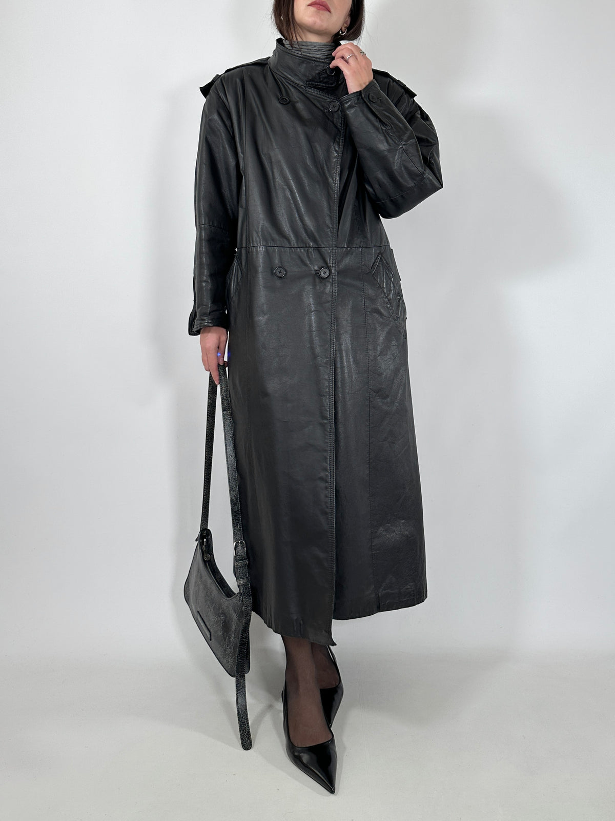 Vintage Leather Trench Coat