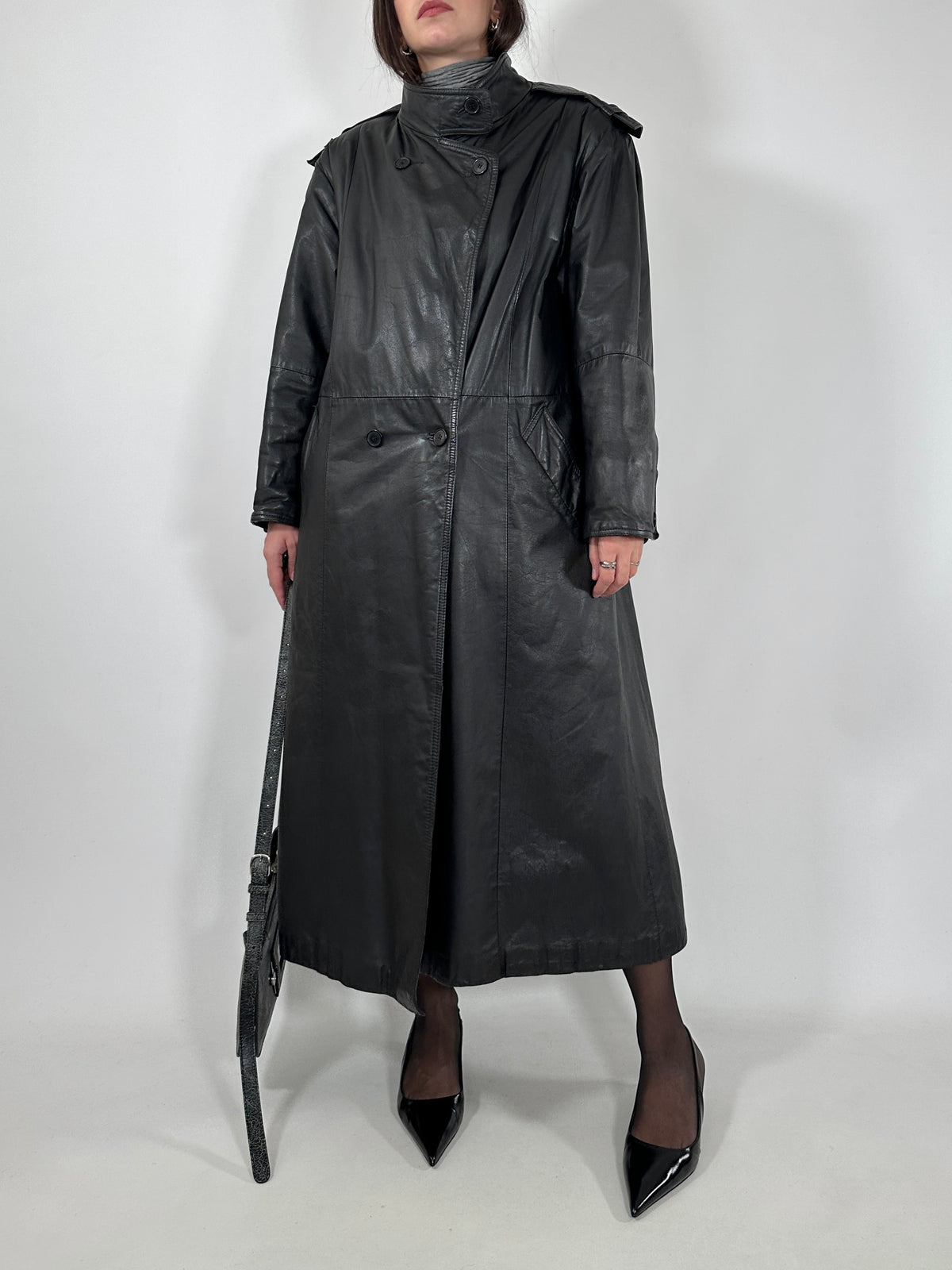 Vintage Leather Trench Coat
