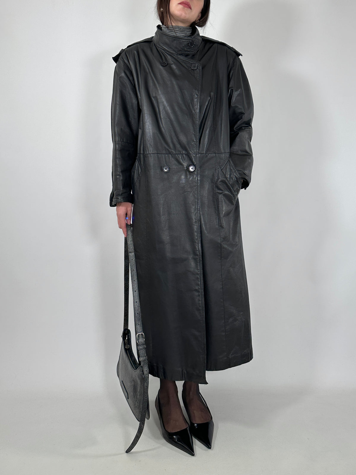 Vintage Leather Trench Coat