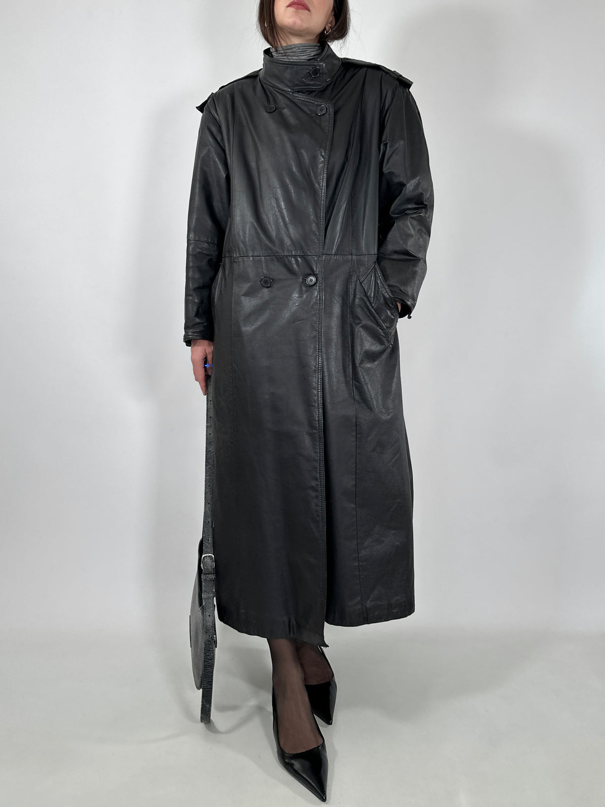 Vintage Leather Trench Coat