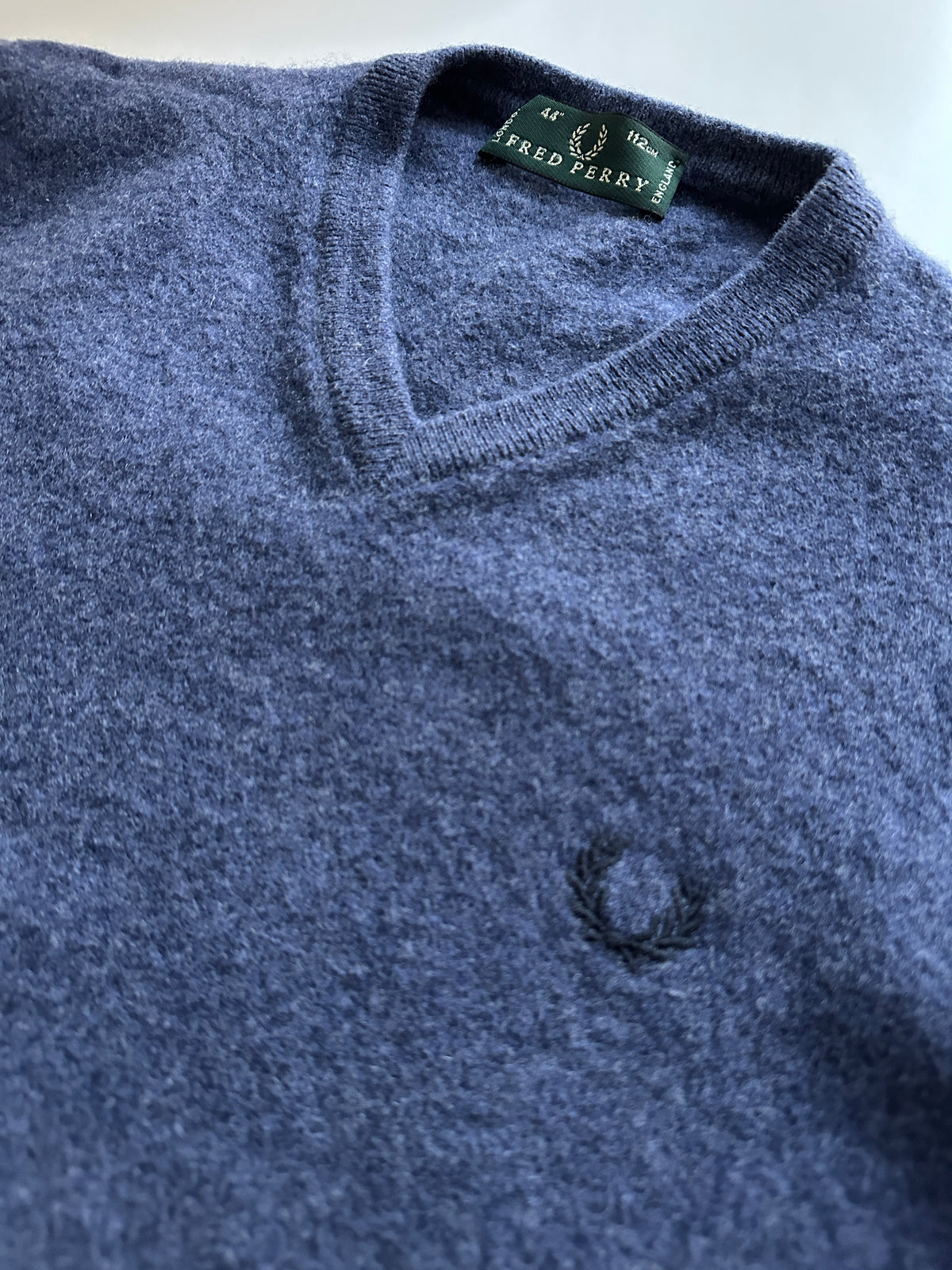 Blue Wool V-Neck Sweater
