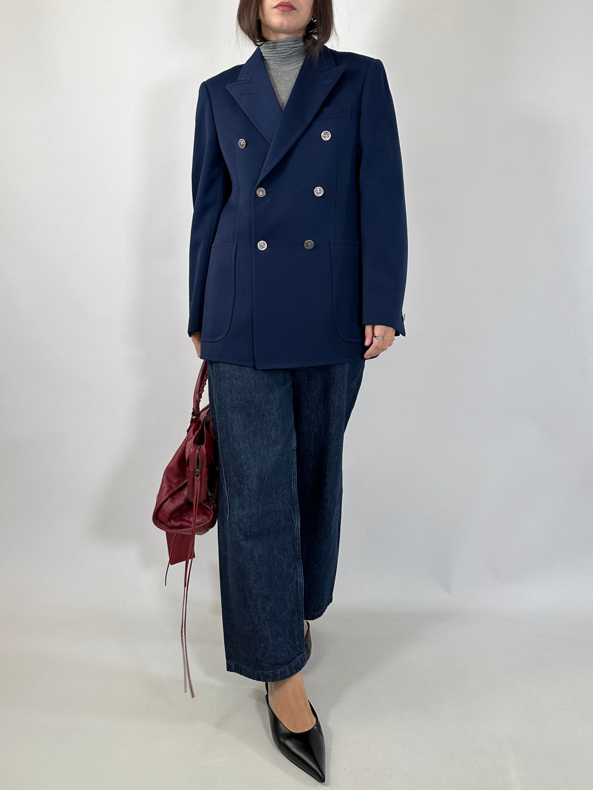 Vintage Navy Double-Breasted Blazer