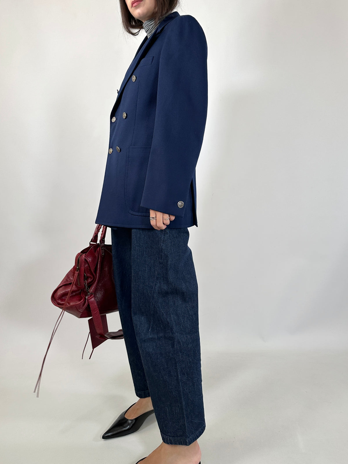 Vintage Navy Double-Breasted Blazer