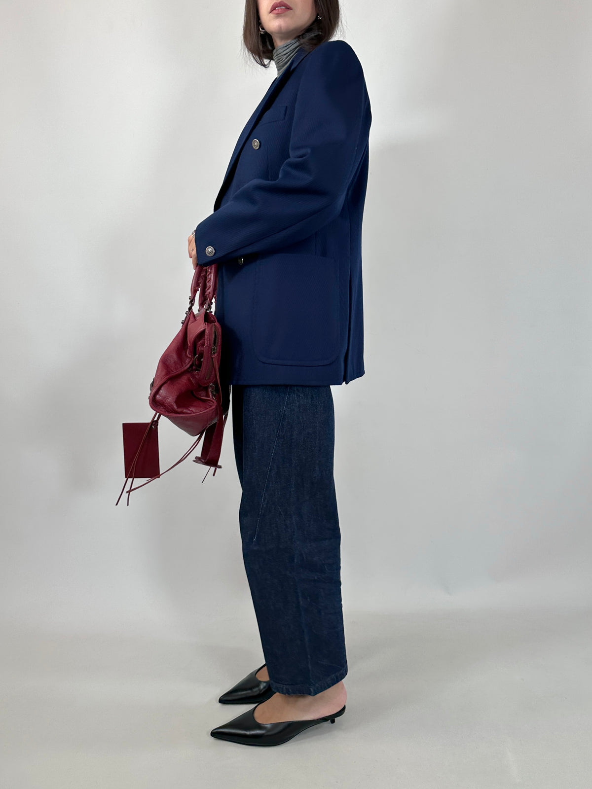 Vintage Navy Double-Breasted Blazer