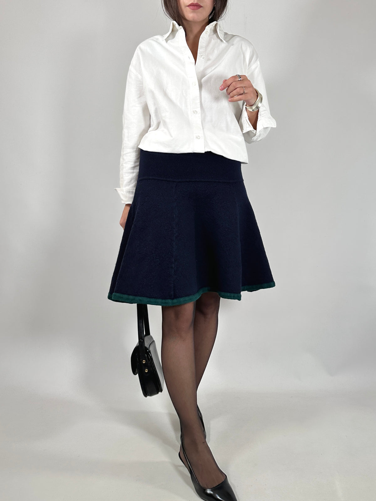 Iceberg Wool Flared Skirt