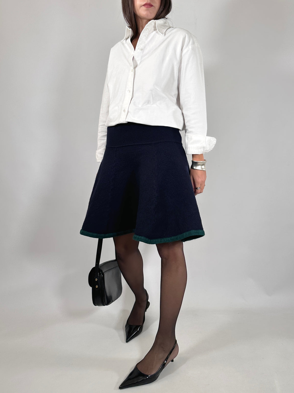 Iceberg Wool Flared Skirt