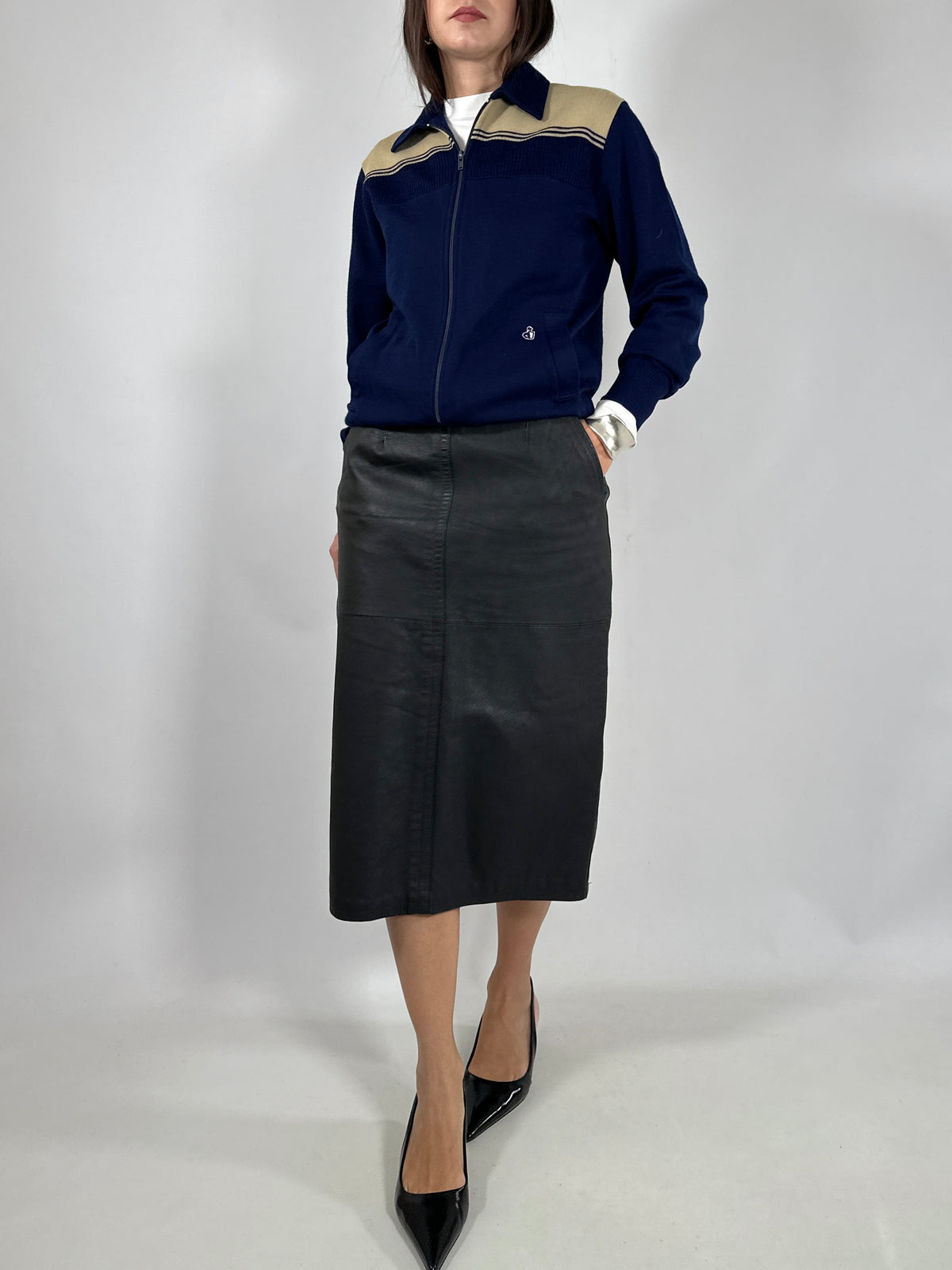 Vintage Leather Pencil Skirt