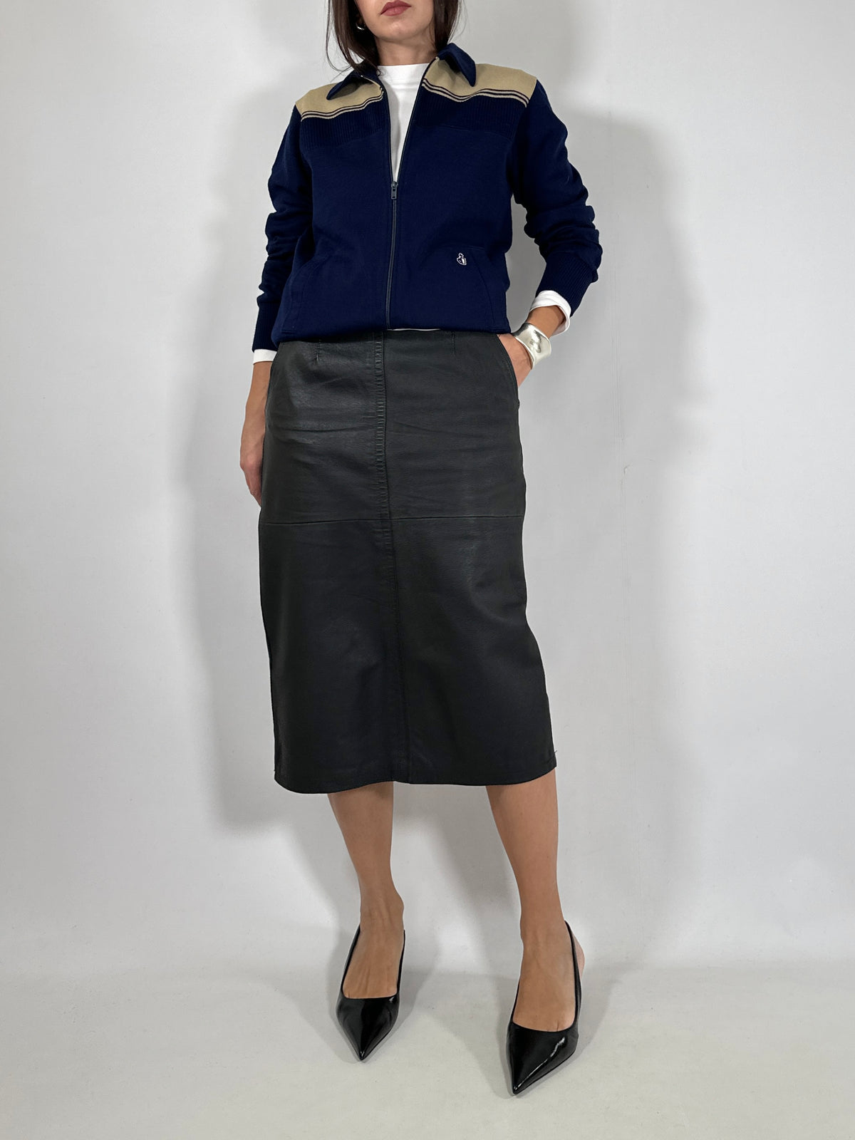 Vintage Leather Pencil Skirt