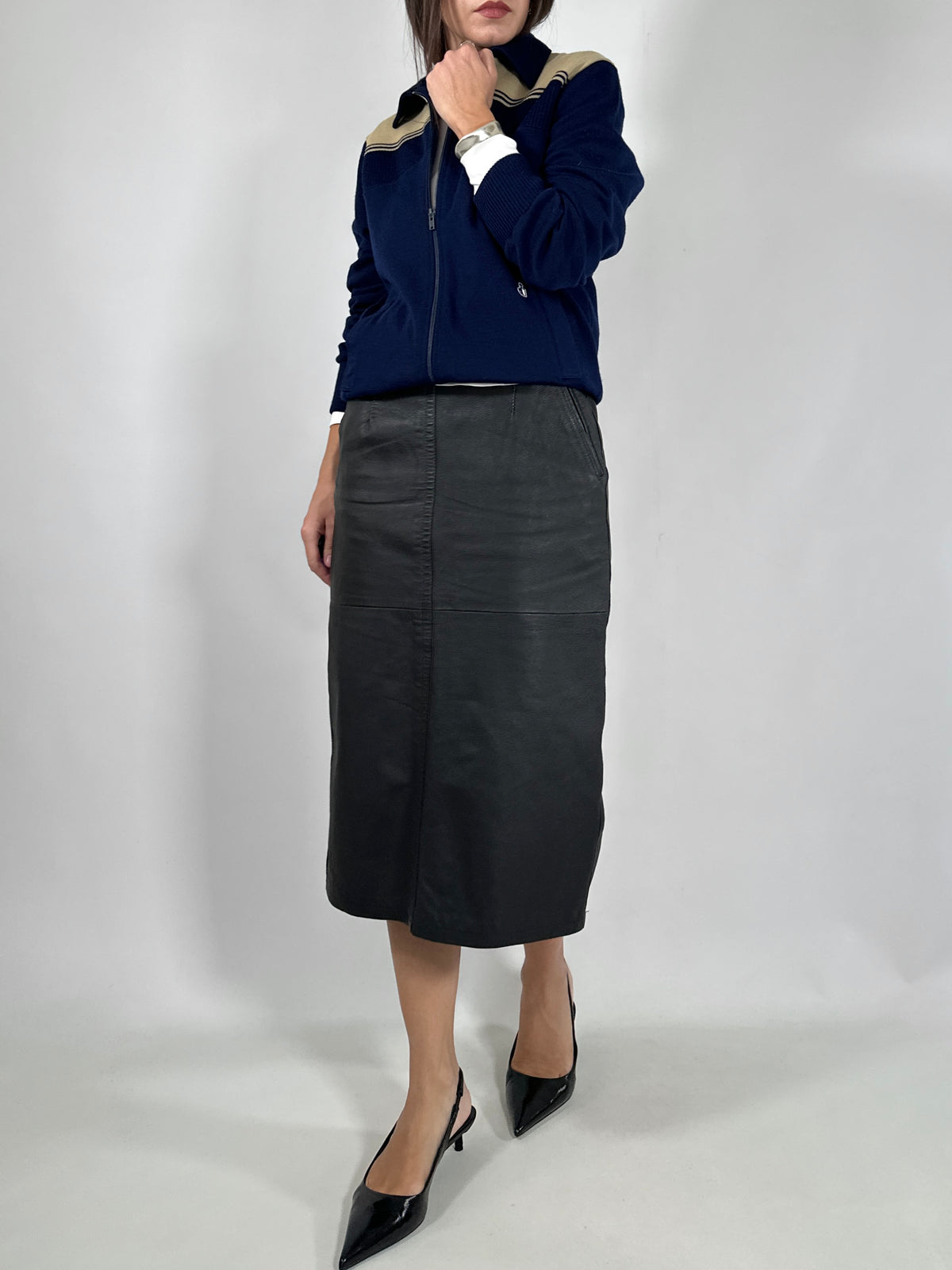 Vintage Leather Pencil Skirt
