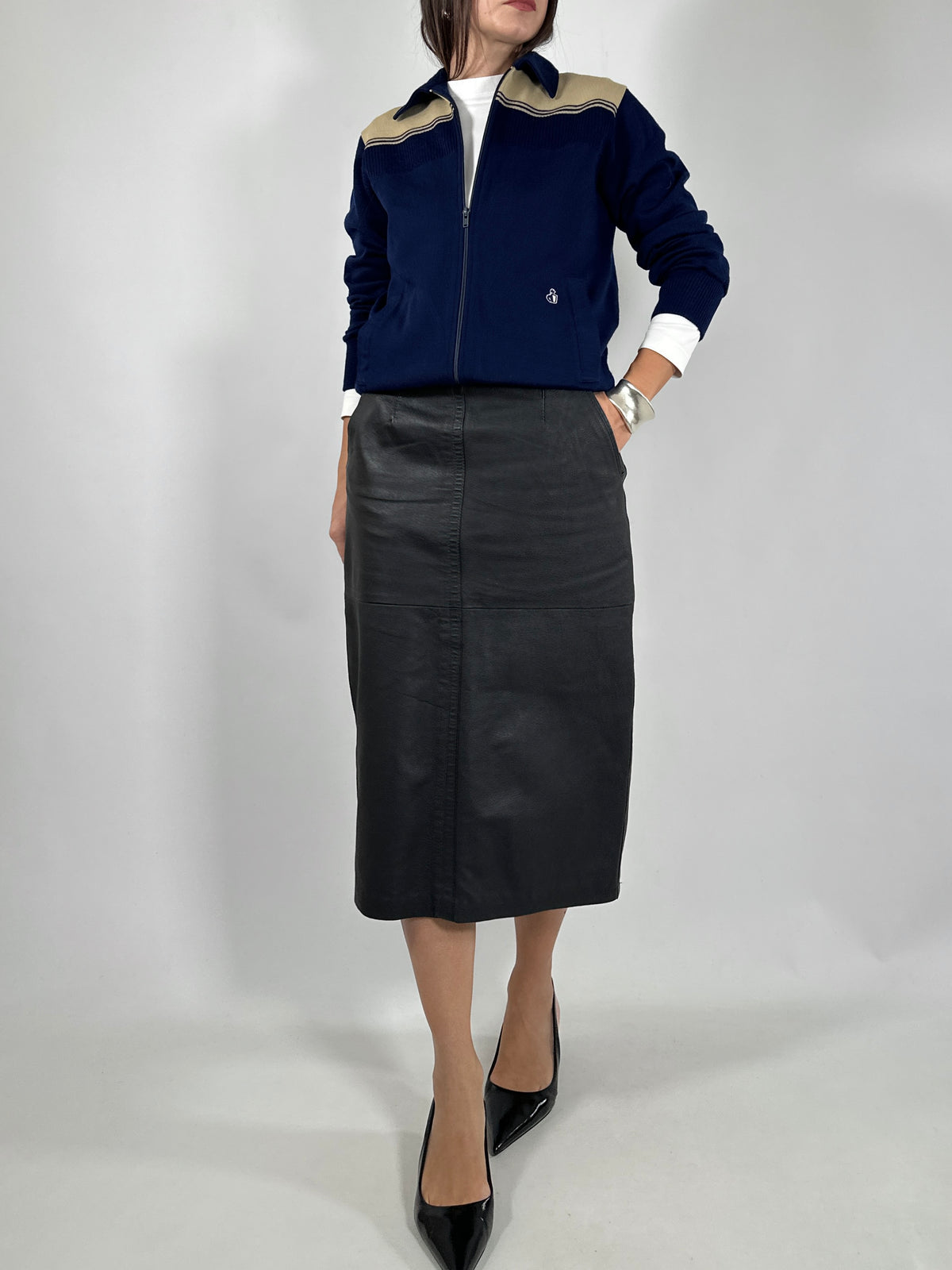 Vintage Leather Pencil Skirt