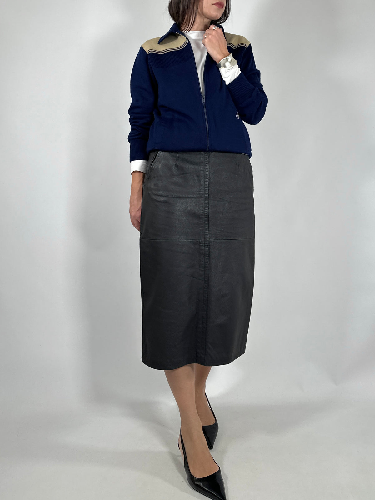 Vintage Leather Pencil Skirt