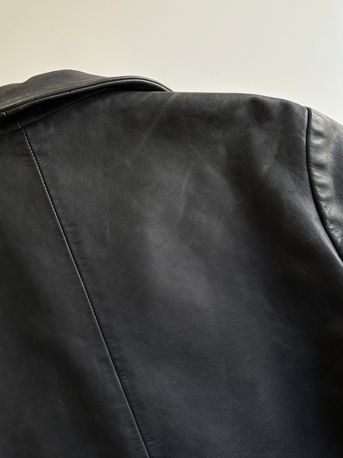 Grey Leather Zip-Up Jacket