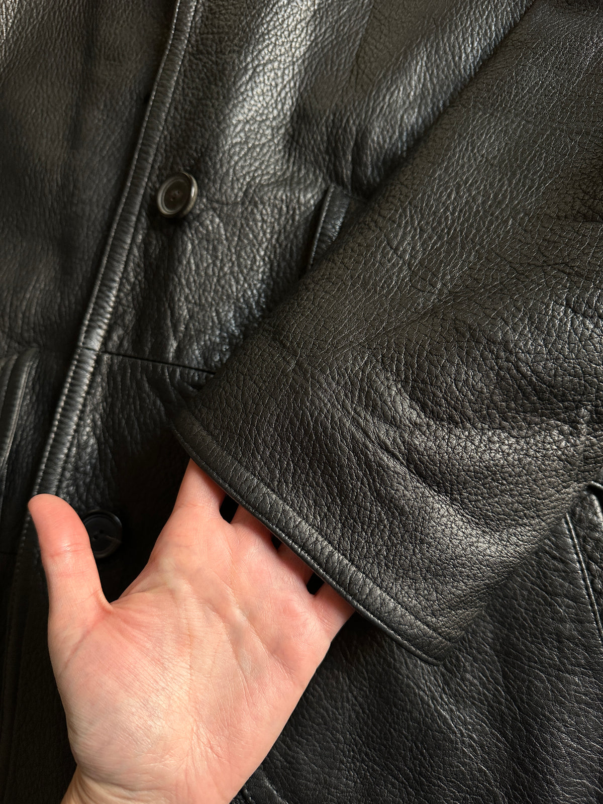 Black Leather Hooded Coat