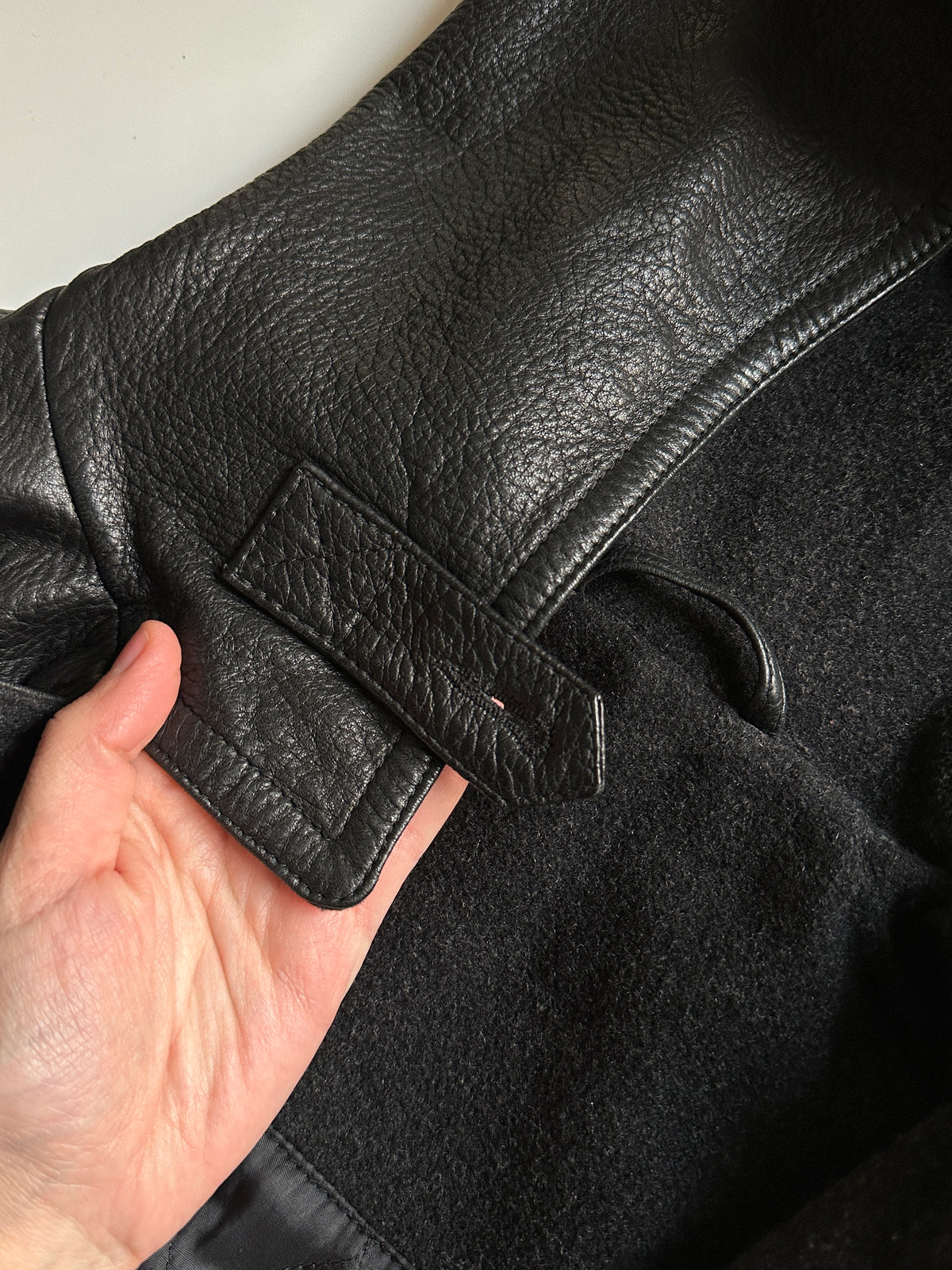 Black Leather Hooded Coat