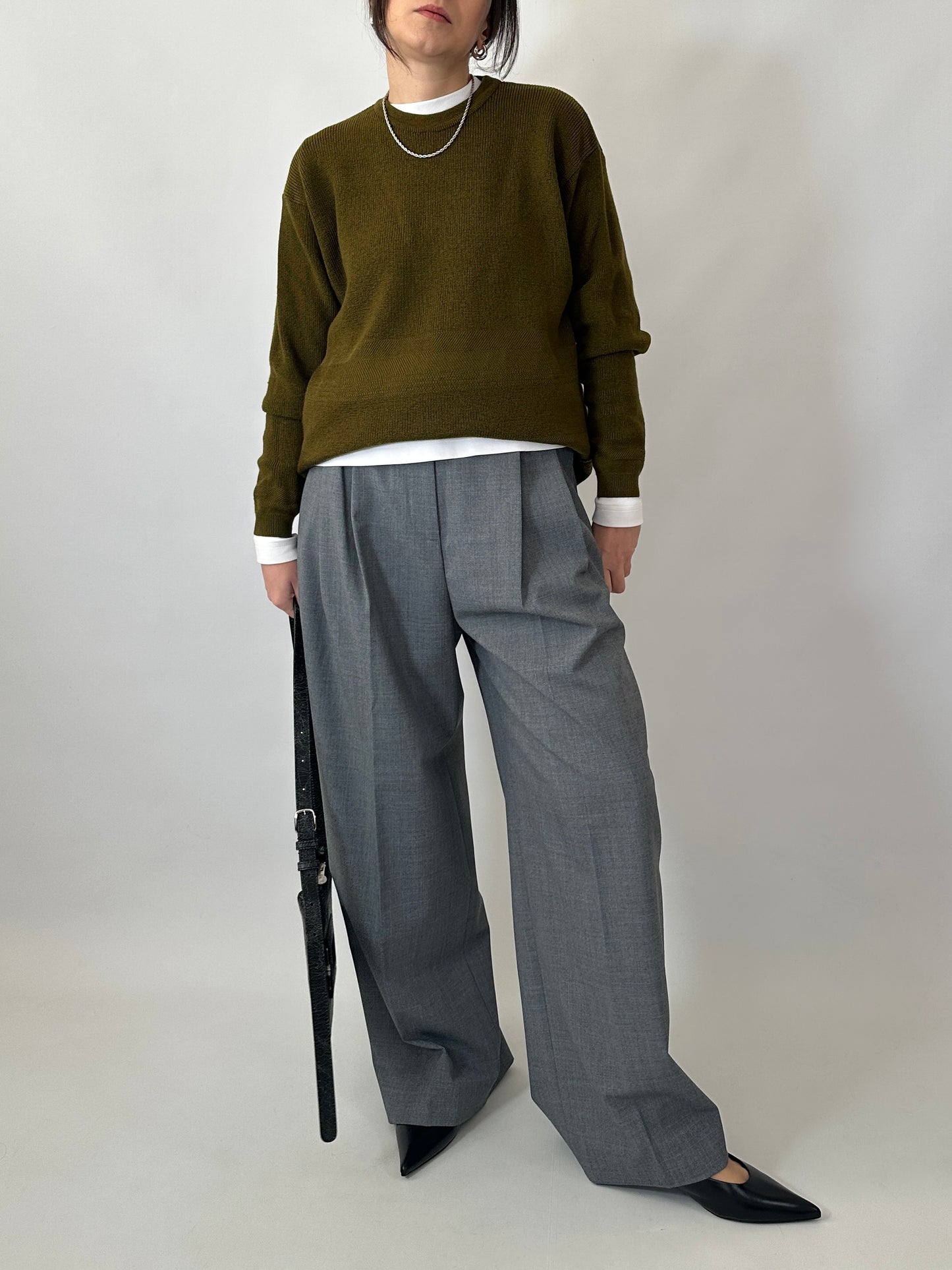 Virgin wool olive green vintage sweater