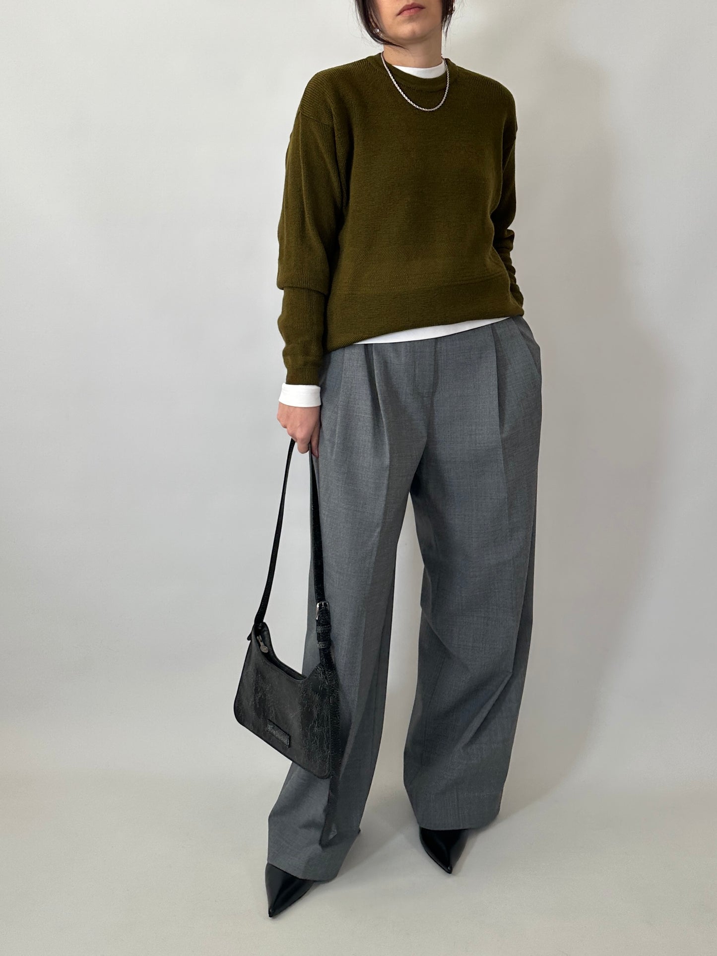 Virgin wool olive green vintage sweater