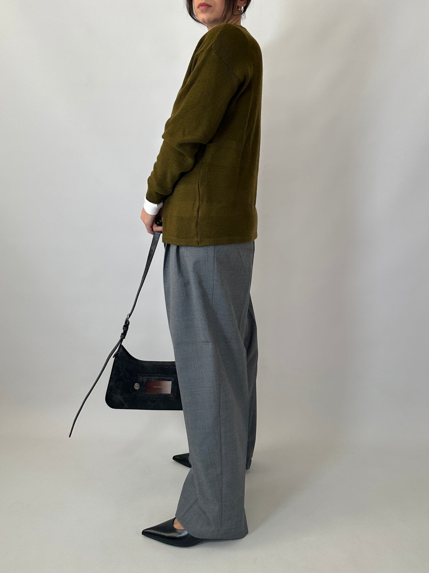 Virgin wool olive green vintage sweater