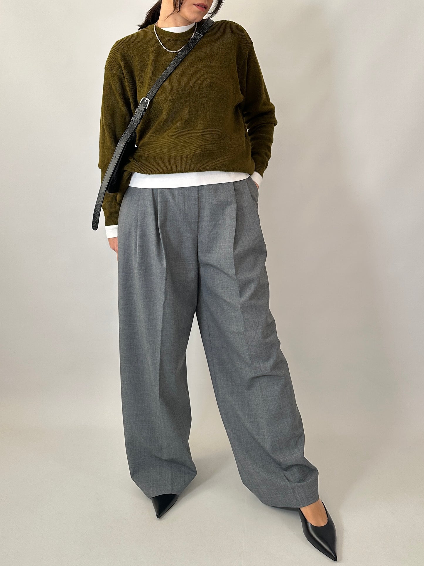 Virgin wool olive green vintage sweater