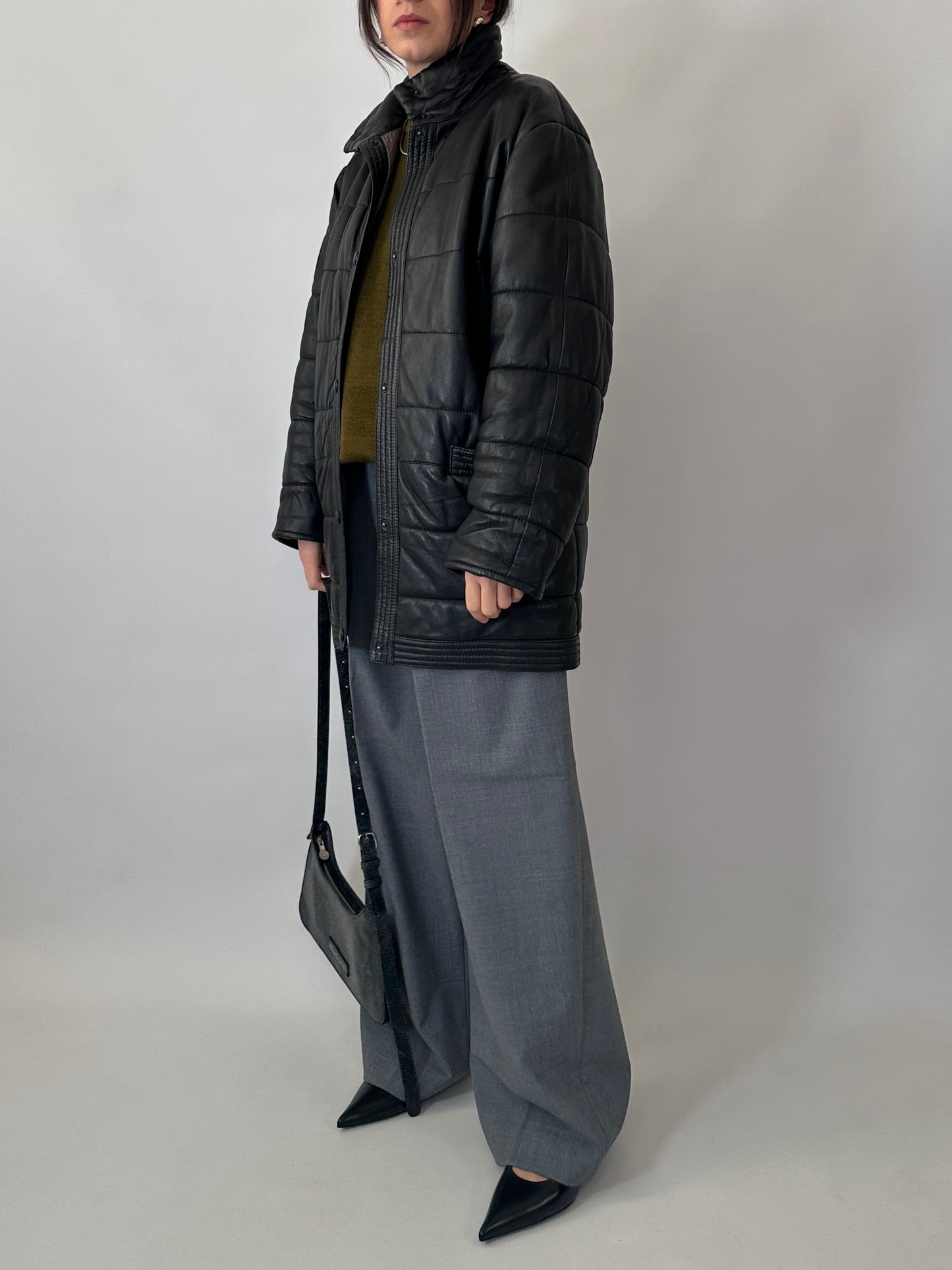 Padded leather vintage jacket