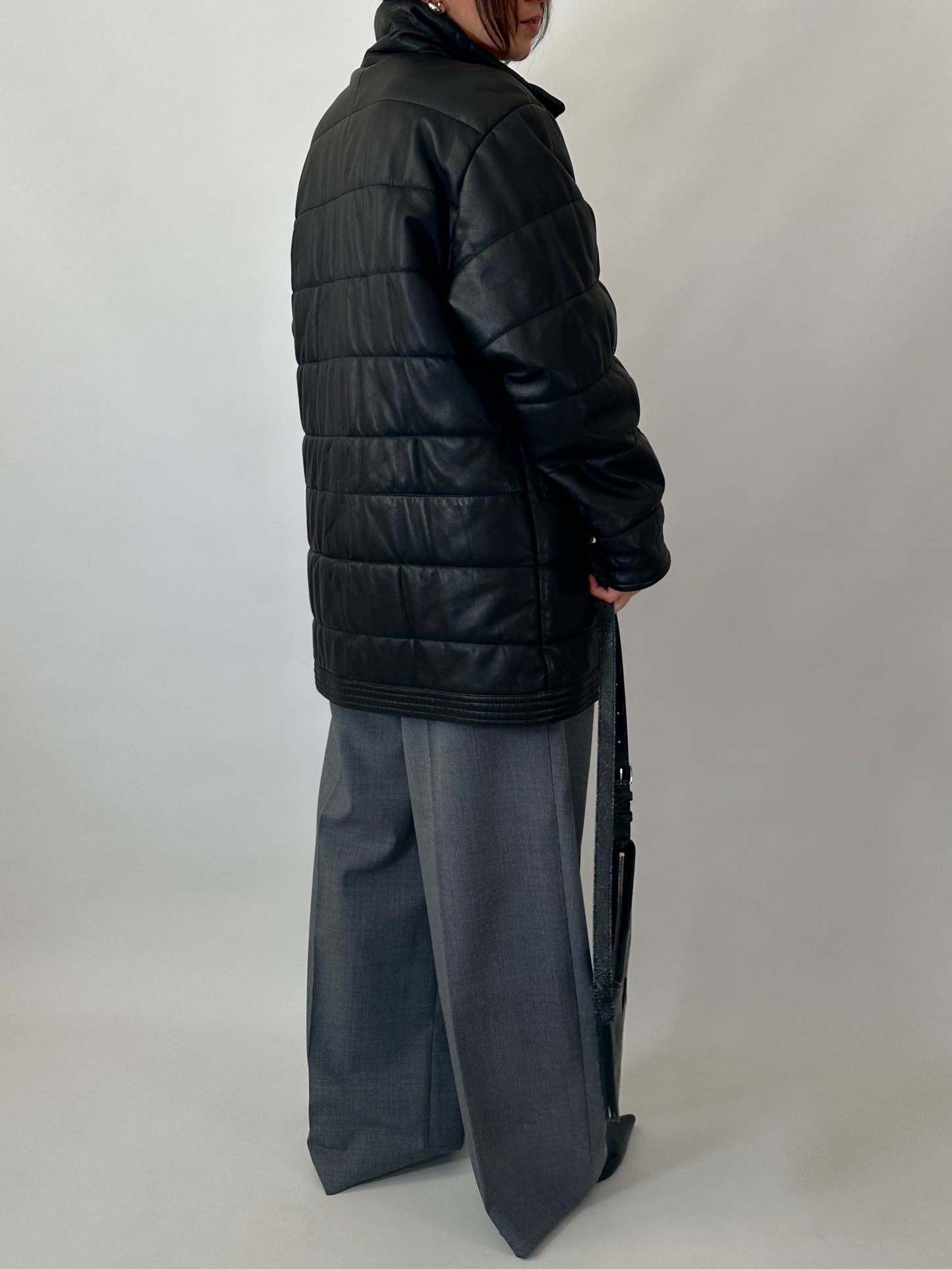 Padded leather vintage jacket