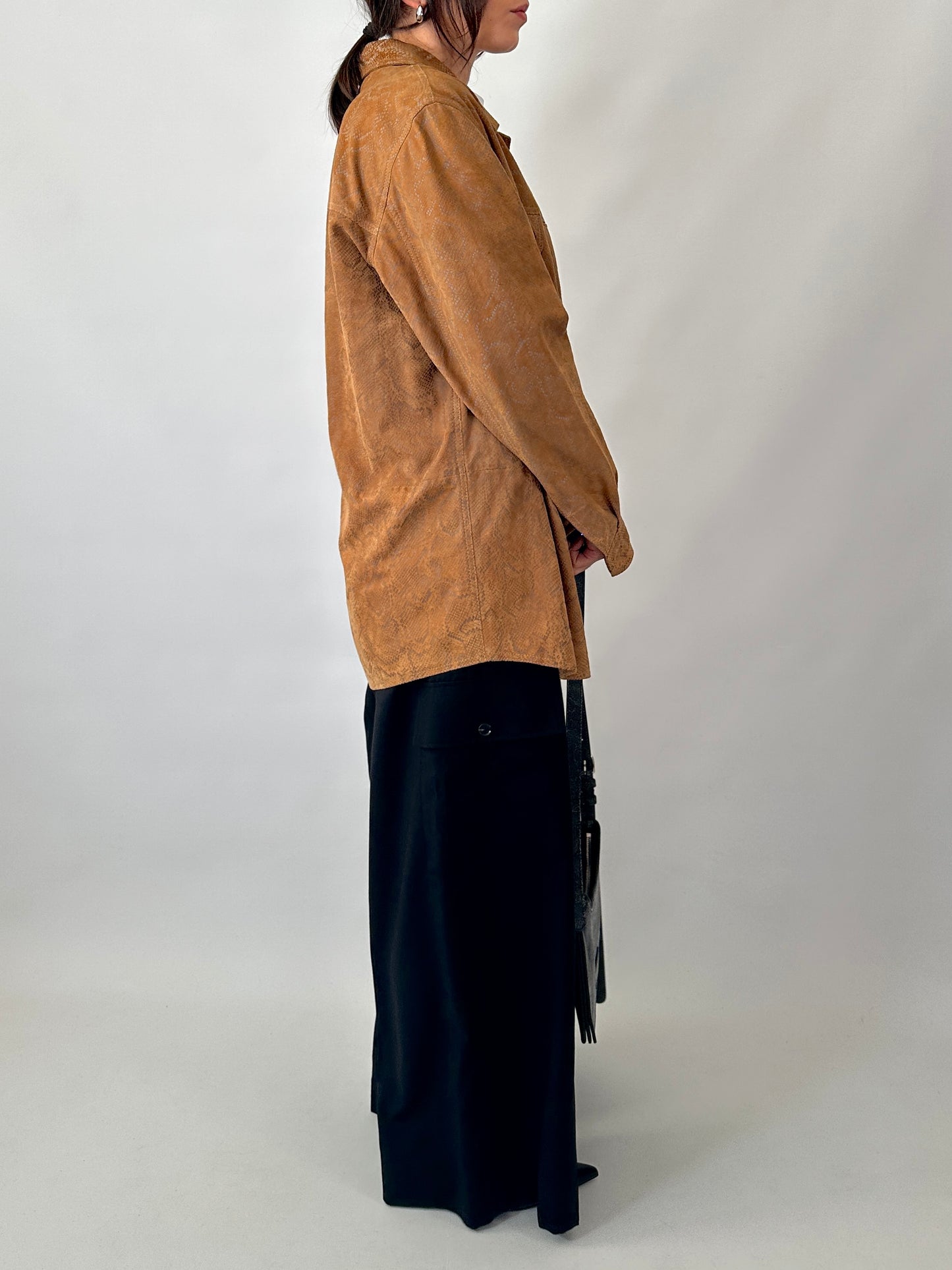 Python embossed suede shirt