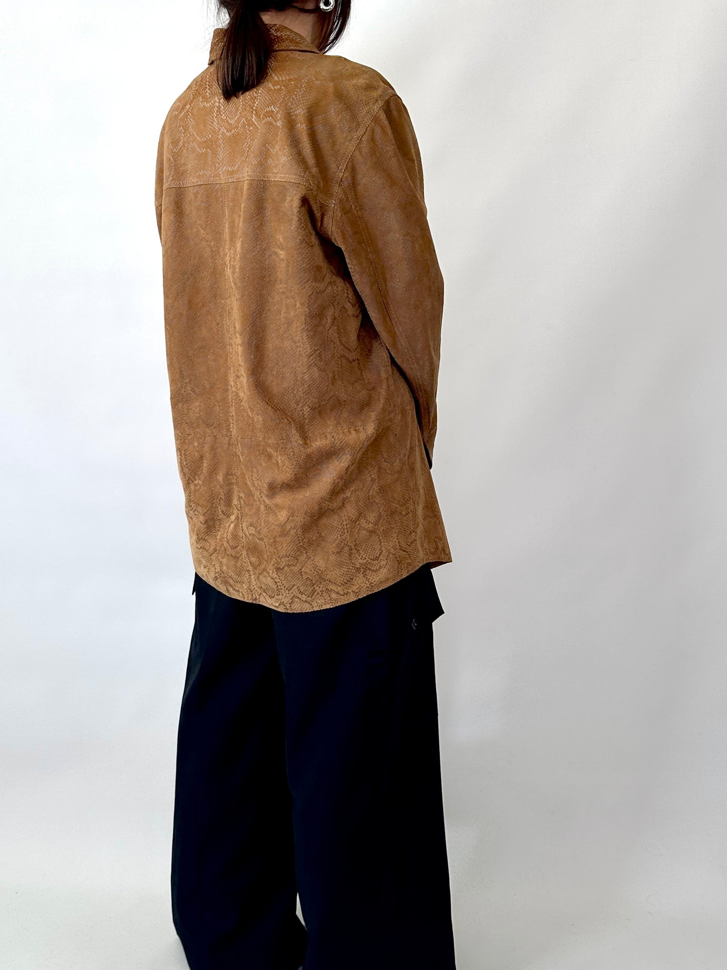 Python embossed suede shirt