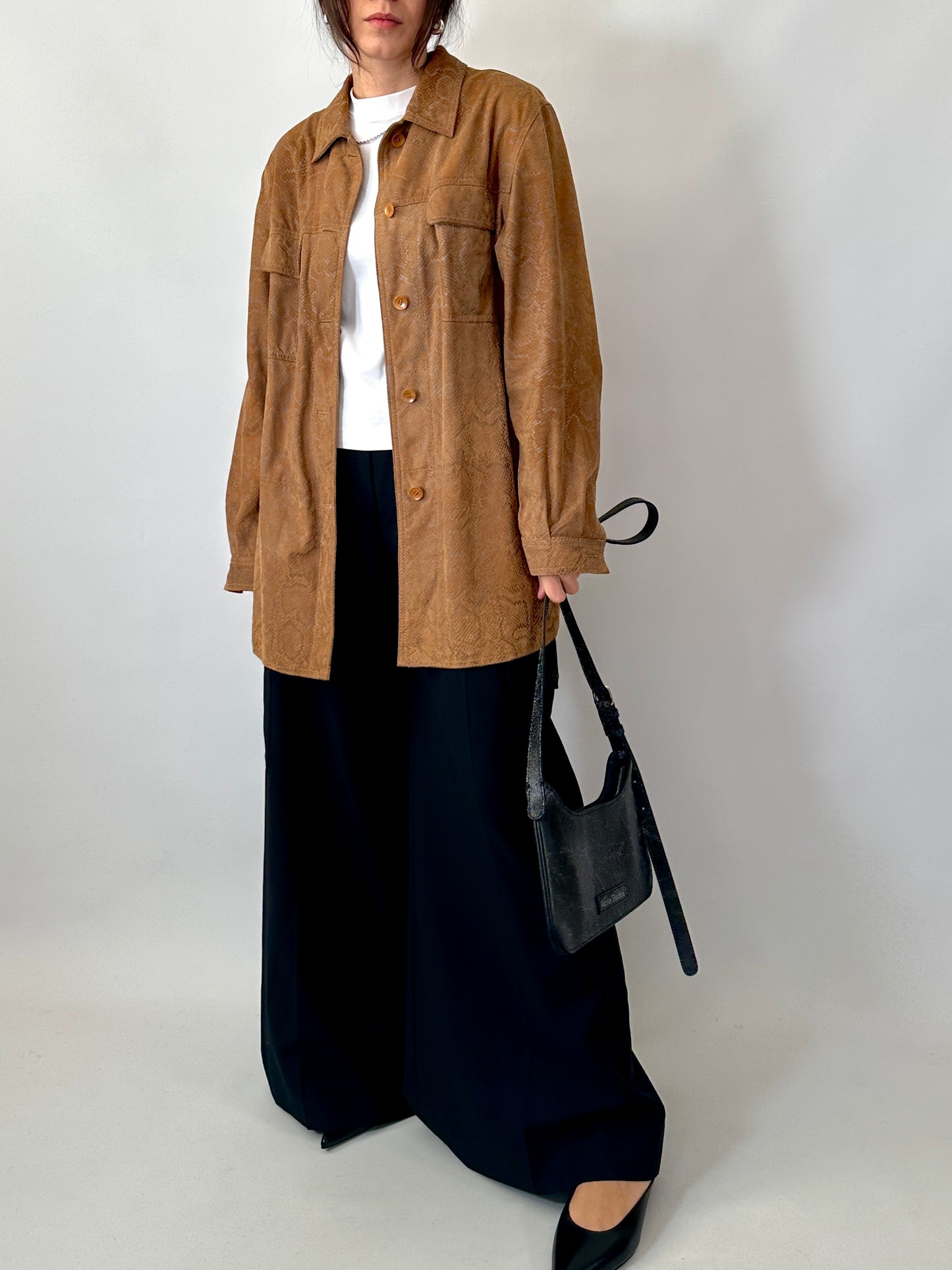 Python embossed suede shirt