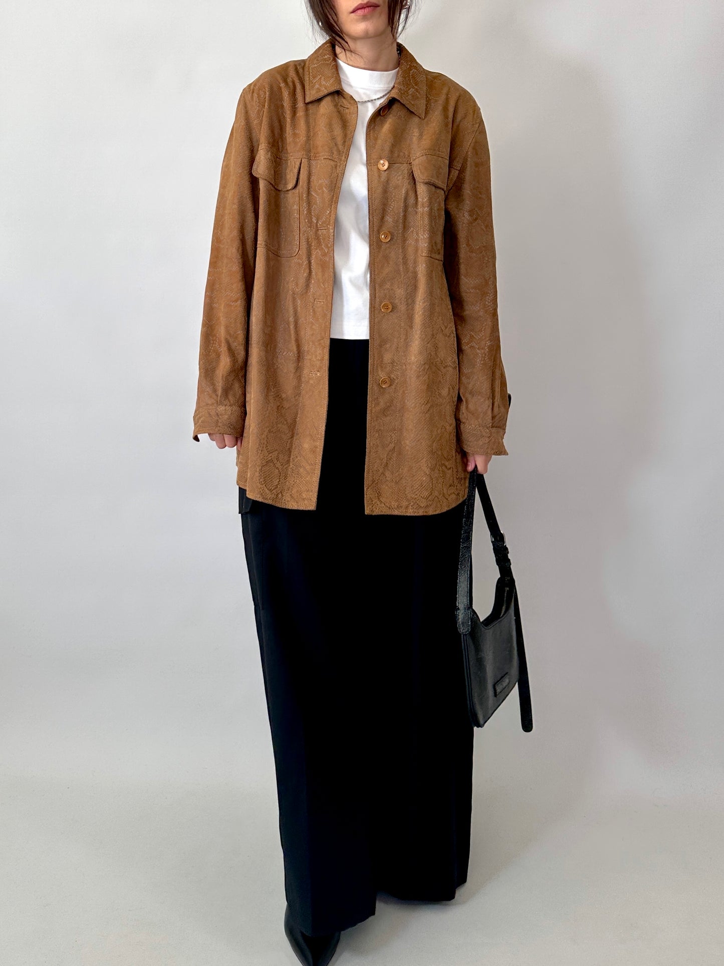 Python embossed suede shirt