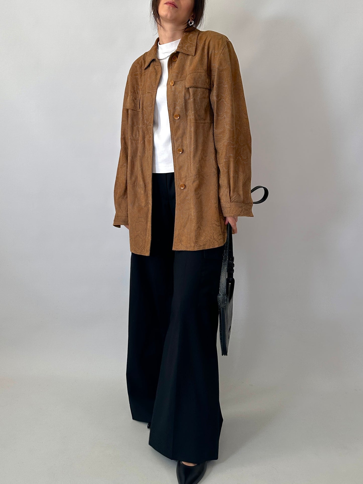 Python embossed suede shirt