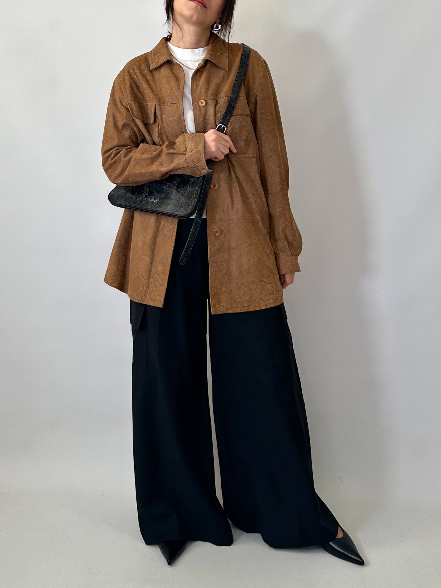 Python embossed suede shirt