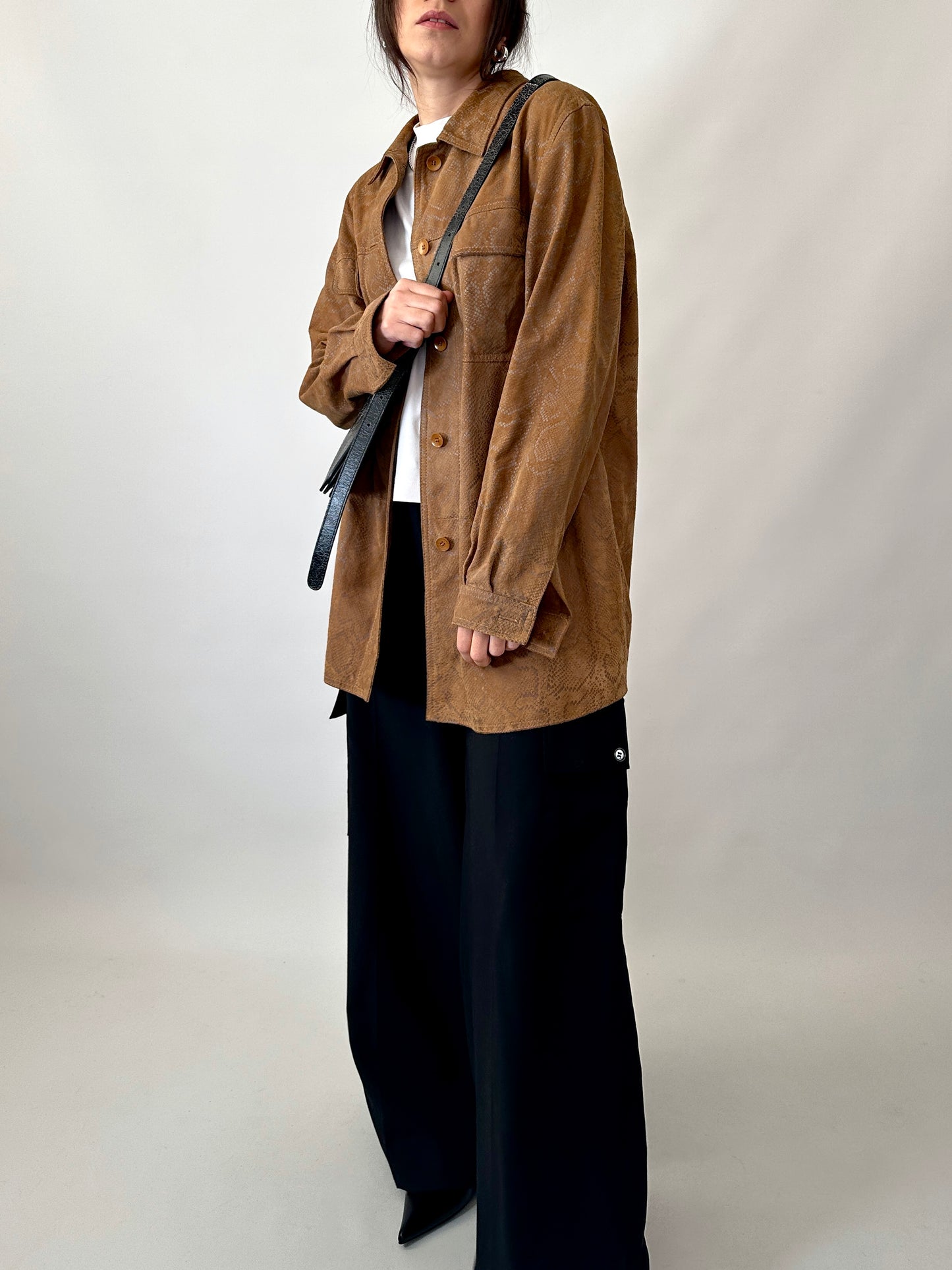 Python embossed suede shirt